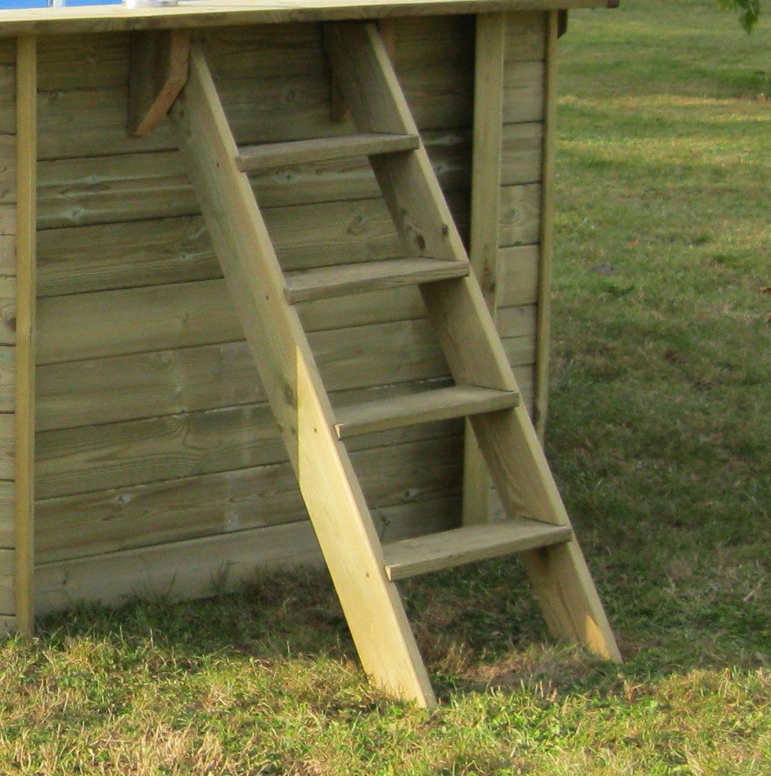 Gre Achteckpool »SAFRAN 2 mit Edelstahlleiter«, (Set, 8 tlg.), Kiefernholz, BxLxH: 395x620x136 cm