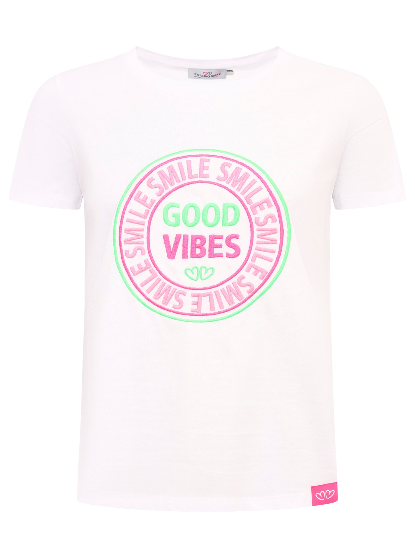 Thumbnail - Zwillingsherz T-Shirt ""Good Vibes"" Stickerei, Kurzarm, Rundhalsausschnitt, Baumwollmischung