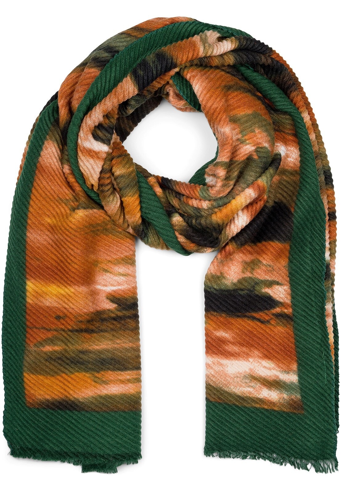 styleBREAKER Schal "Plissierter Schal mit Pinselstrich Muster" 1 Stk.