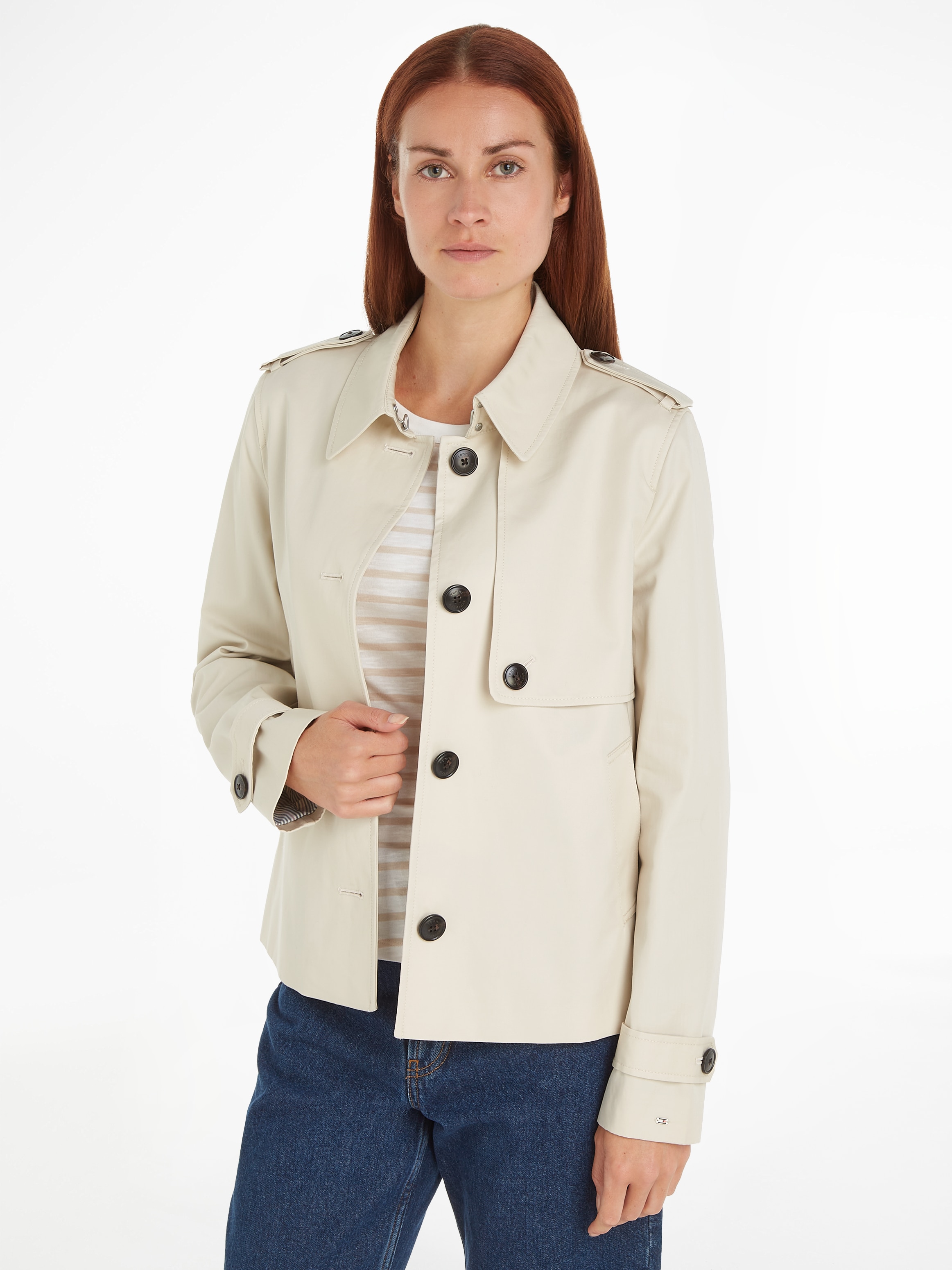 Tommy Hilfiger Kurzjacke »COTTON SB SHORT TRENCH«, mit typischen Trenchdetails