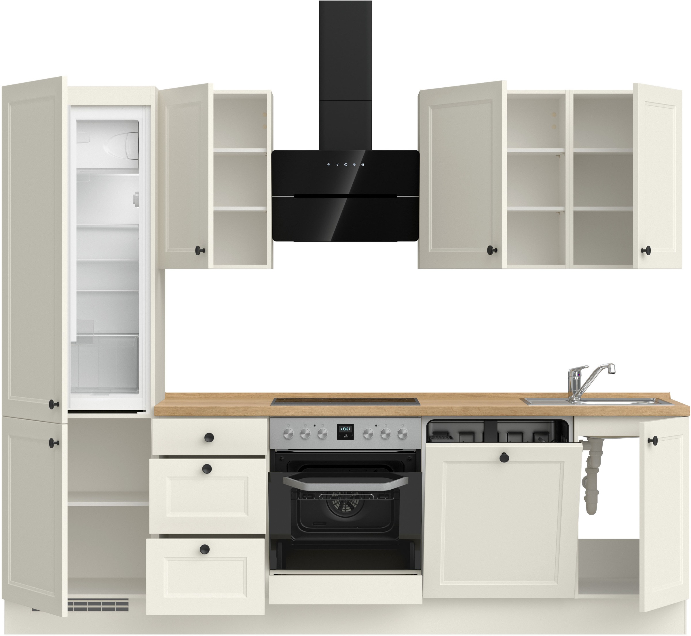 nobilia® Küchenzeile »"Cascada II"« vormontiert, Breite 270 cm, Ausrichtung wählbar, wahlw. mit E-Geräten