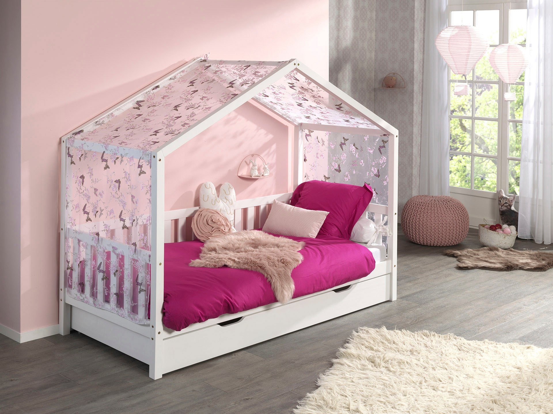 Vipack Hausbett "Dallas, mit Dachaufbau, Kiefer massiv, stabil gebaut", (B/ günstig online kaufen