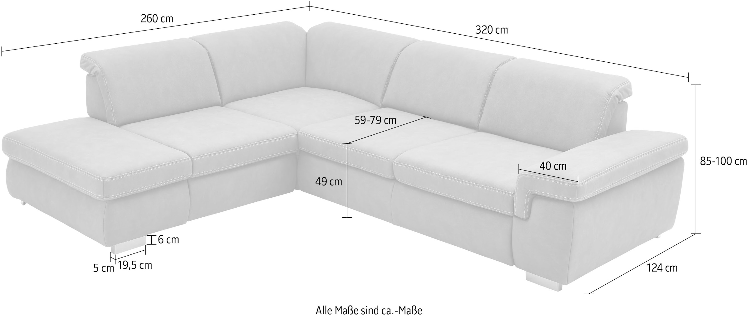 Die PlanBar Ecksofa »MP-IN17041 L-Form«, Sitztiefenverstellung, optional mit Kopfteilverstellung & Bettfunktion