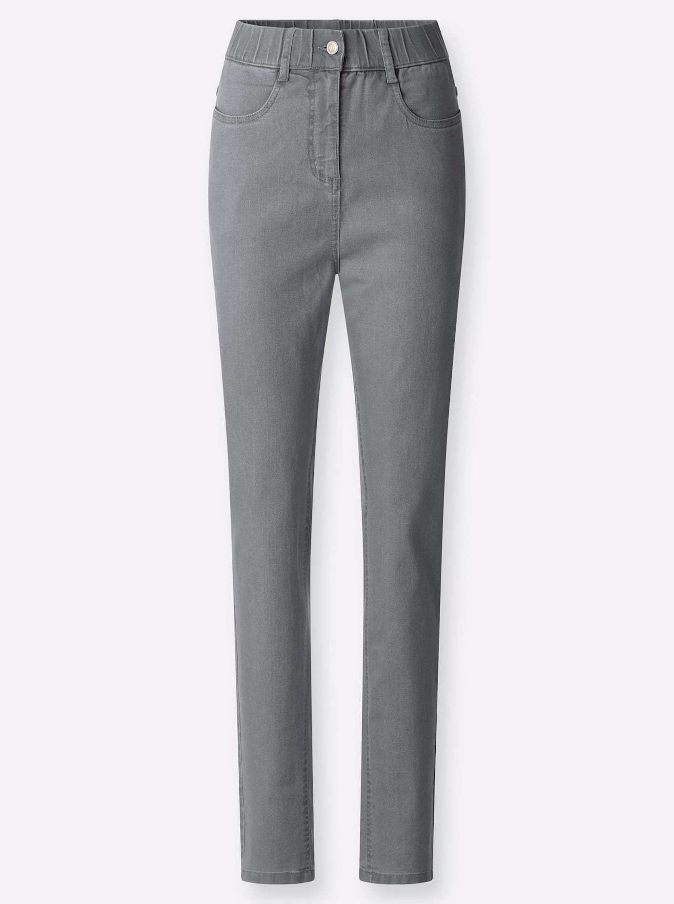 Bequeme Jeans CLASSIC BASICS, Damen, Gr. 42, Normalgrößen, grau denim, 81% Baumwolle, 17% Polyester, 2% Elasthan, unifarben, Jeans 2