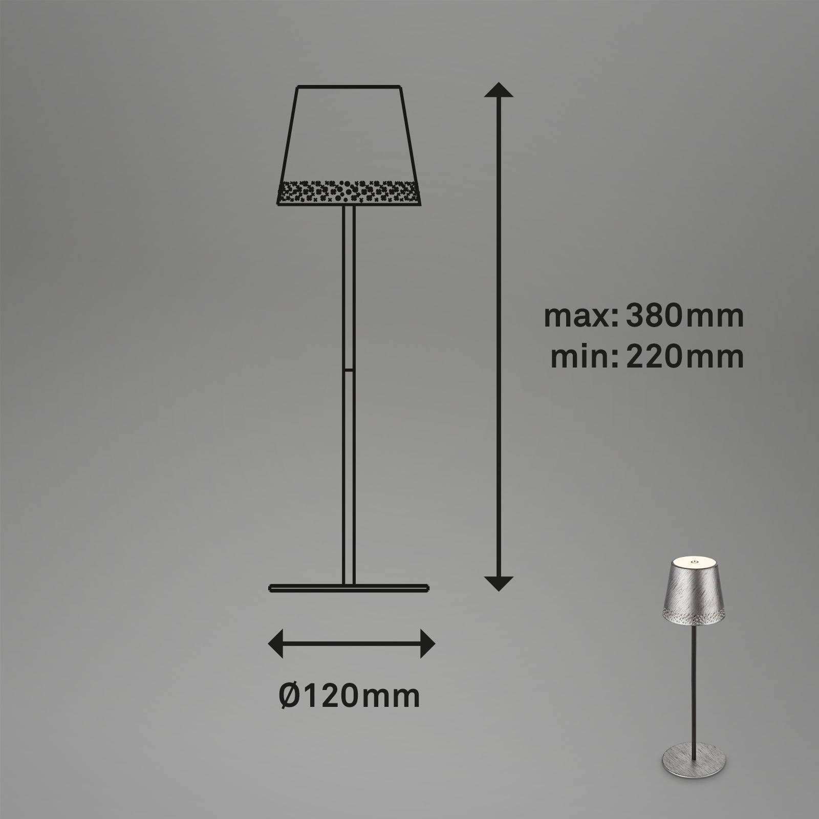 Briloner Leuchten LED Tischleuchte »KIKI« LED-Modul 1 Stk. Warmweiß mit Akku, höhenverstellbar, USB-C, warmweiß, IP44, schwarz-holz, 38 cm