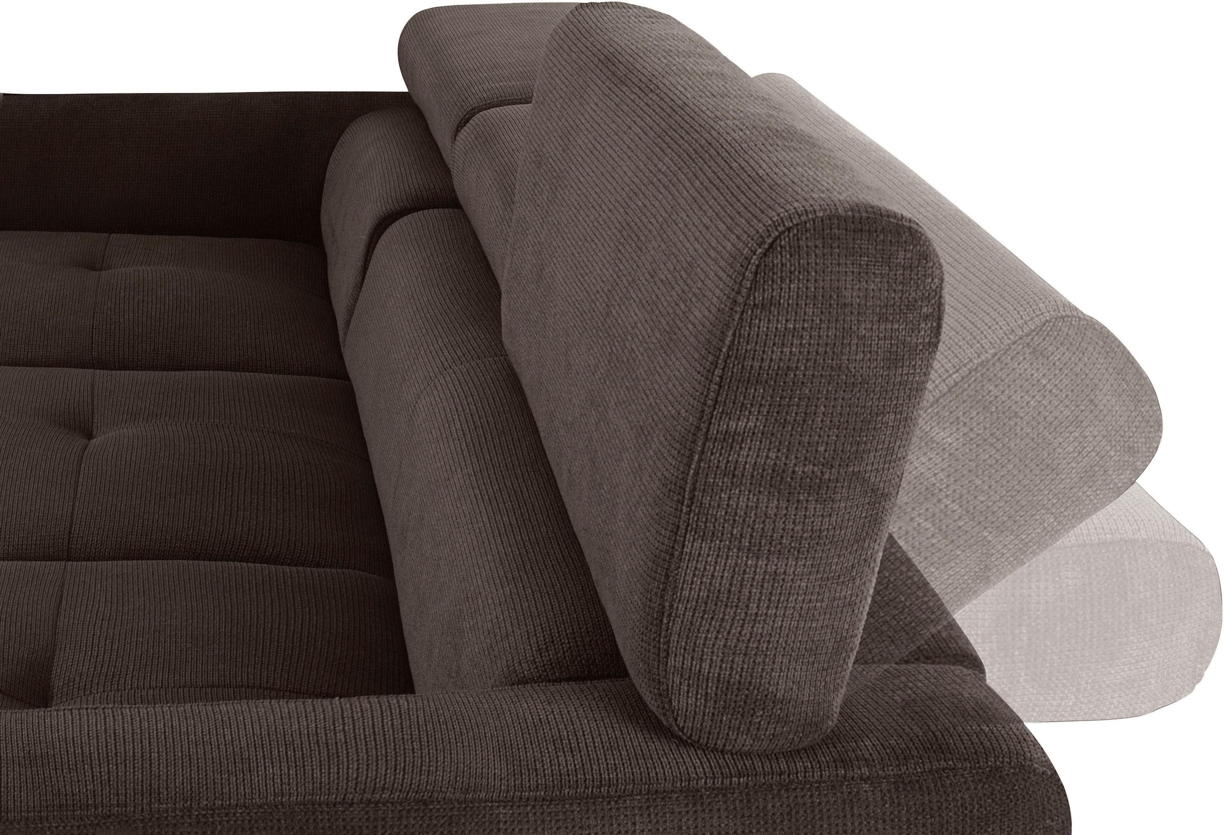COTTA Ecksofa »Sammy L-Form«, mit Kopfteilverstellung, wahlweise mit Bettfunktion & Bettkasten