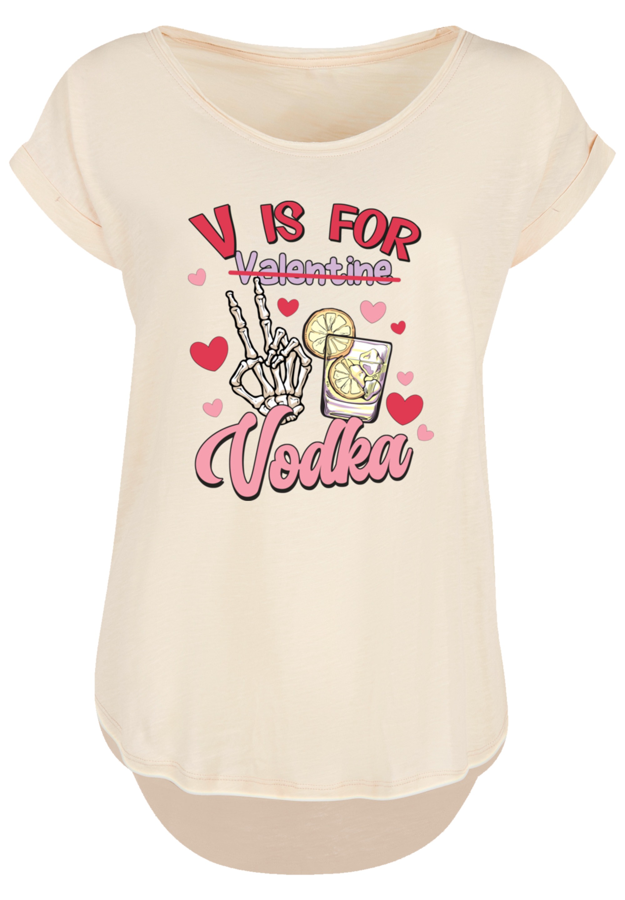F4NT4STIC T-Shirt »Anti Valentinstag V is for Vodka«, Premium Qualität