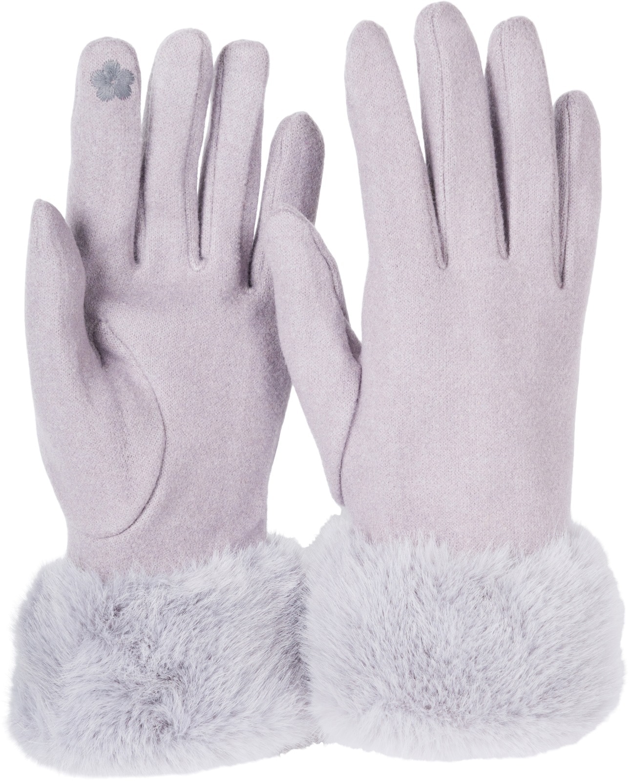 styleBREAKER Fleecehandschuhe "Unifarbene Touchscreen Handschuhe mit Kunstfell" 2 Stk.