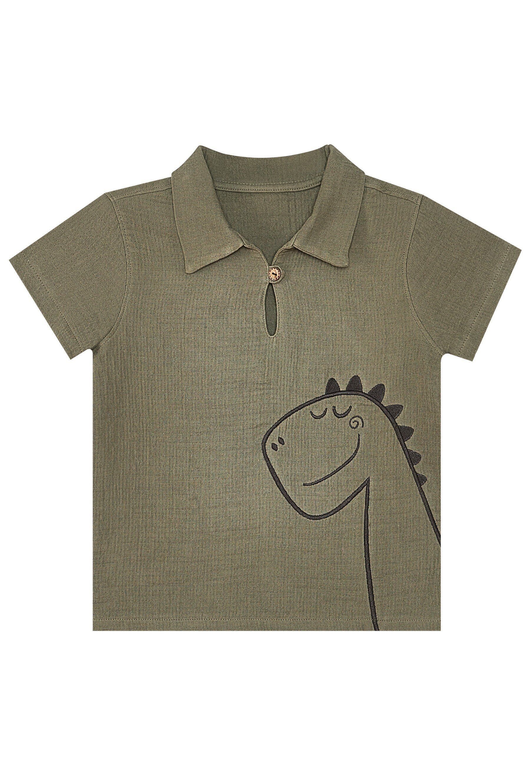 Denokids Hausanzug »Dino Muslin«, (2 tlg.), mit Dino-Stickerei