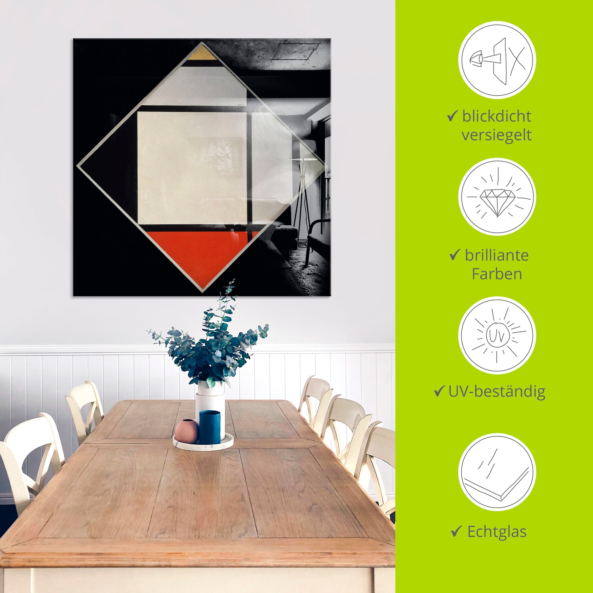Artland Glasbild »Rhombus II.«, Muster, (1 St.), in verschiedenen Größen