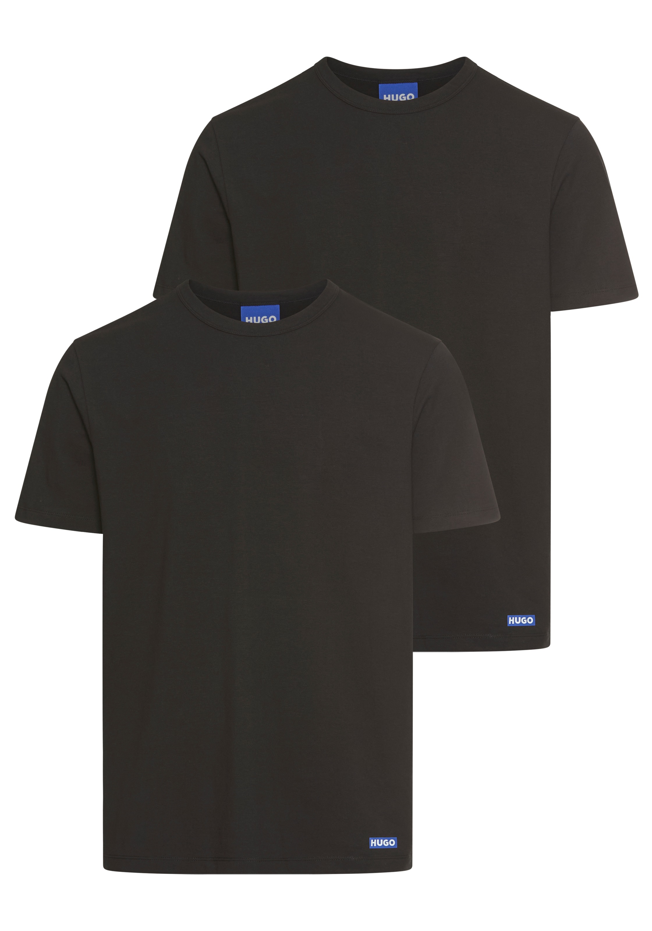 HUGO T-Shirt "BLUE Naolo" Packung, 2 Stk. mit Markenlabel am Saum