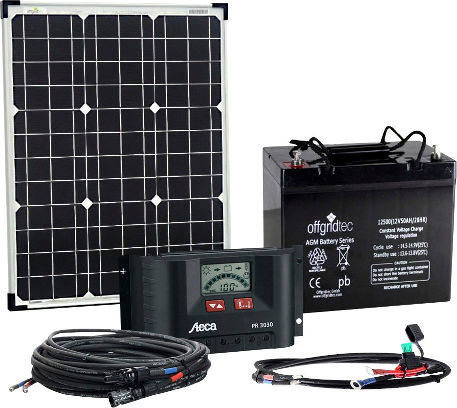 offgridtec Solaranlage »50 Watt Solar Set - BIG S 50W/50Ah/12V«, (Set), Komplettsystem