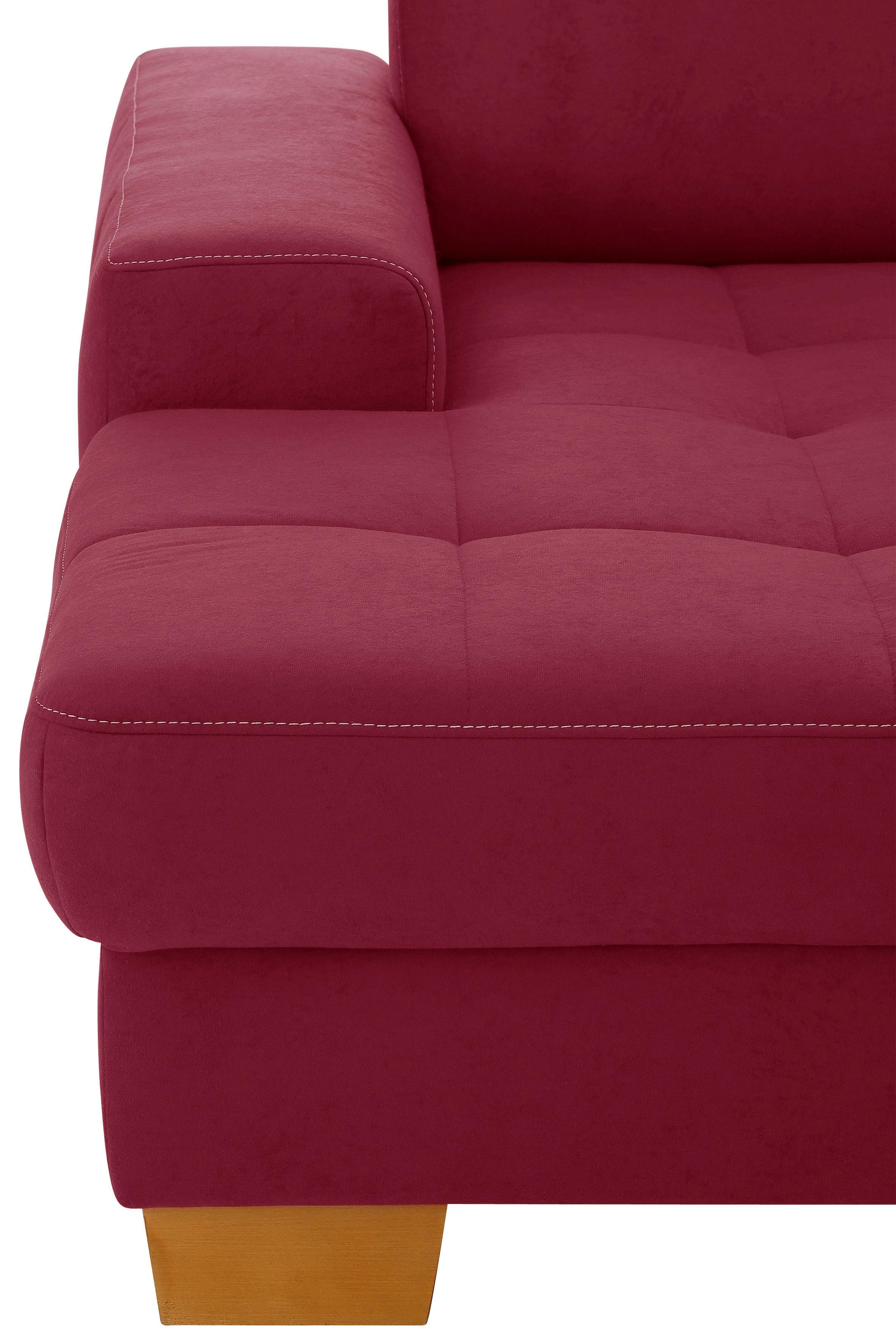 Home affaire Wohnlandschaft »Puccini U-Form« mit Federkern, Sitztiefenverstellung, Kontrastnaht