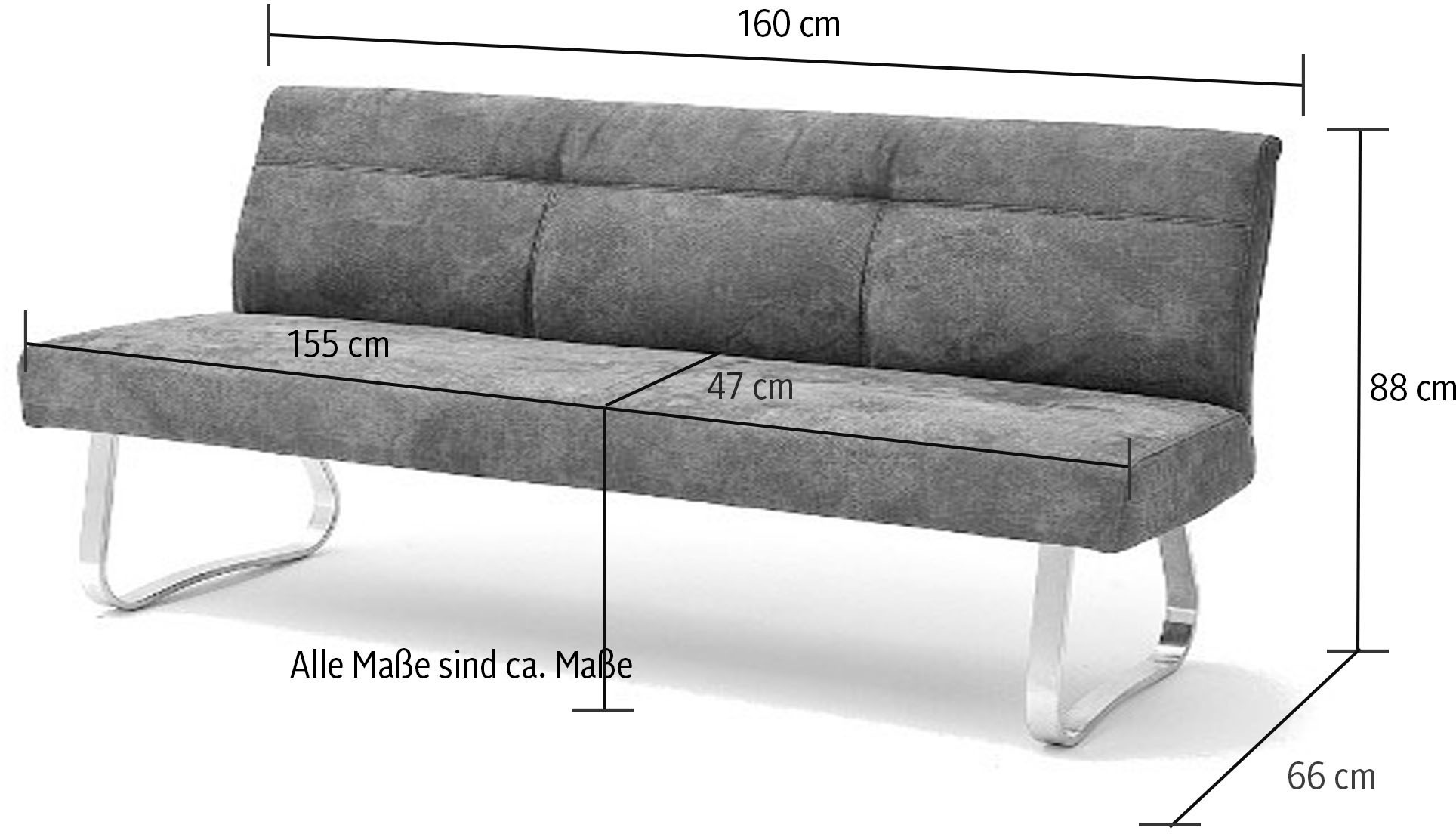 MCA furniture Polsterbank »Talena«, mit einem Edelstahl Gestell, in zwei Farbvarianten und zwei Breite