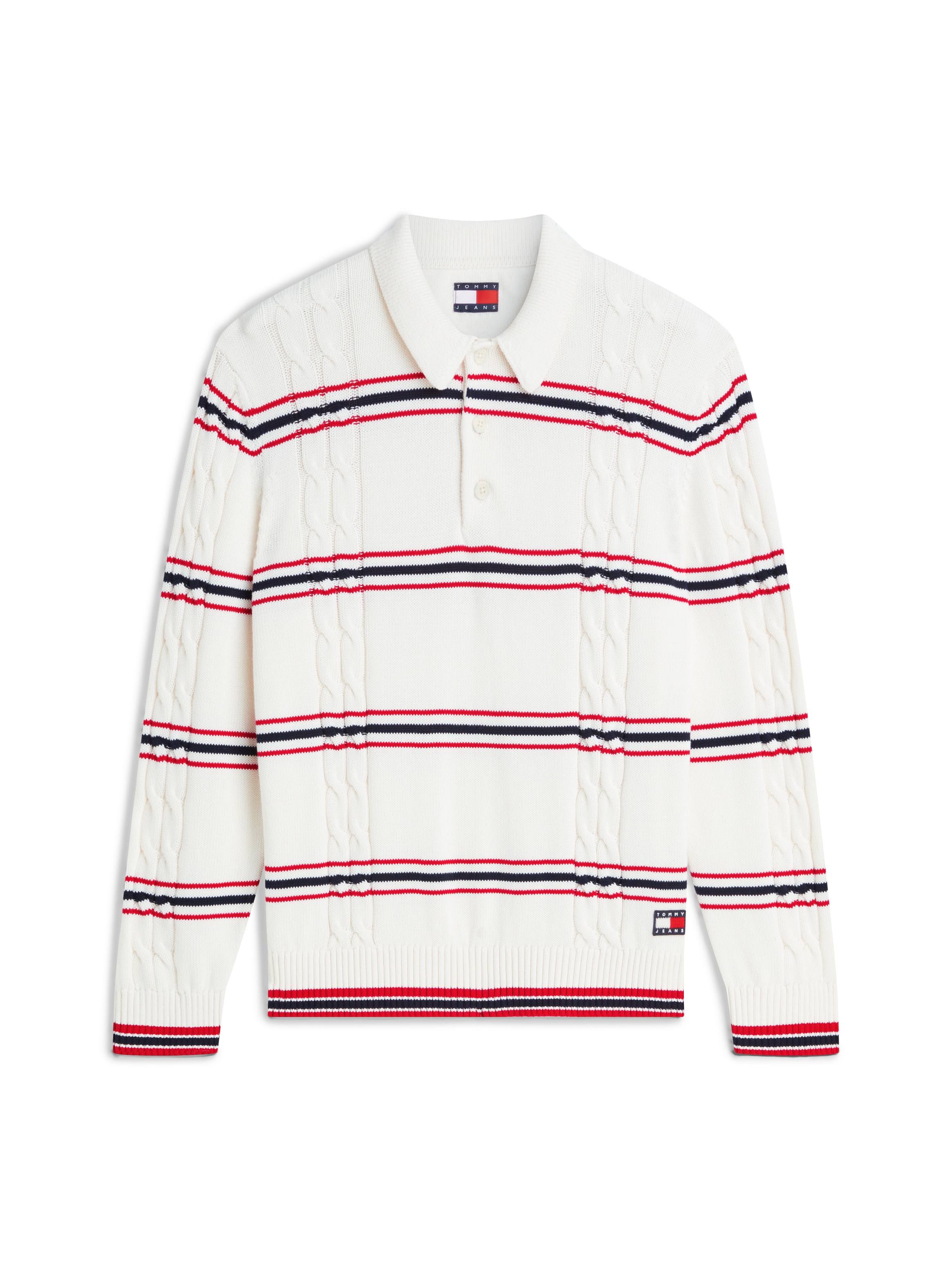 Tommy Jeans Polokragenpullover »REGULAR STRIPE CABLE KNIT POLO« Regular fit mit Polokragen