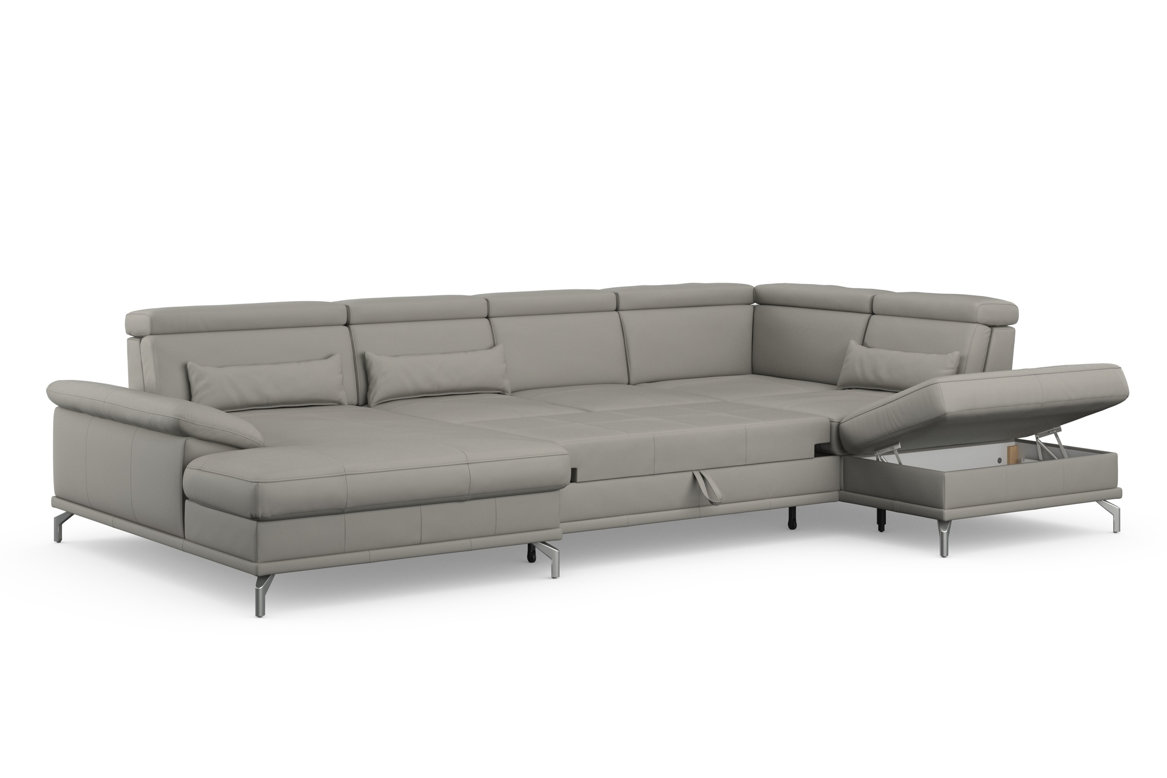 sit&more Wohnlandschaft »Cabrio U-Form, mit Sitztiefenverstellung, Arm- und Kopfteilverstellung«, 3 Nierenkissen, Federkern, optional Bettfunktion und Stauraum