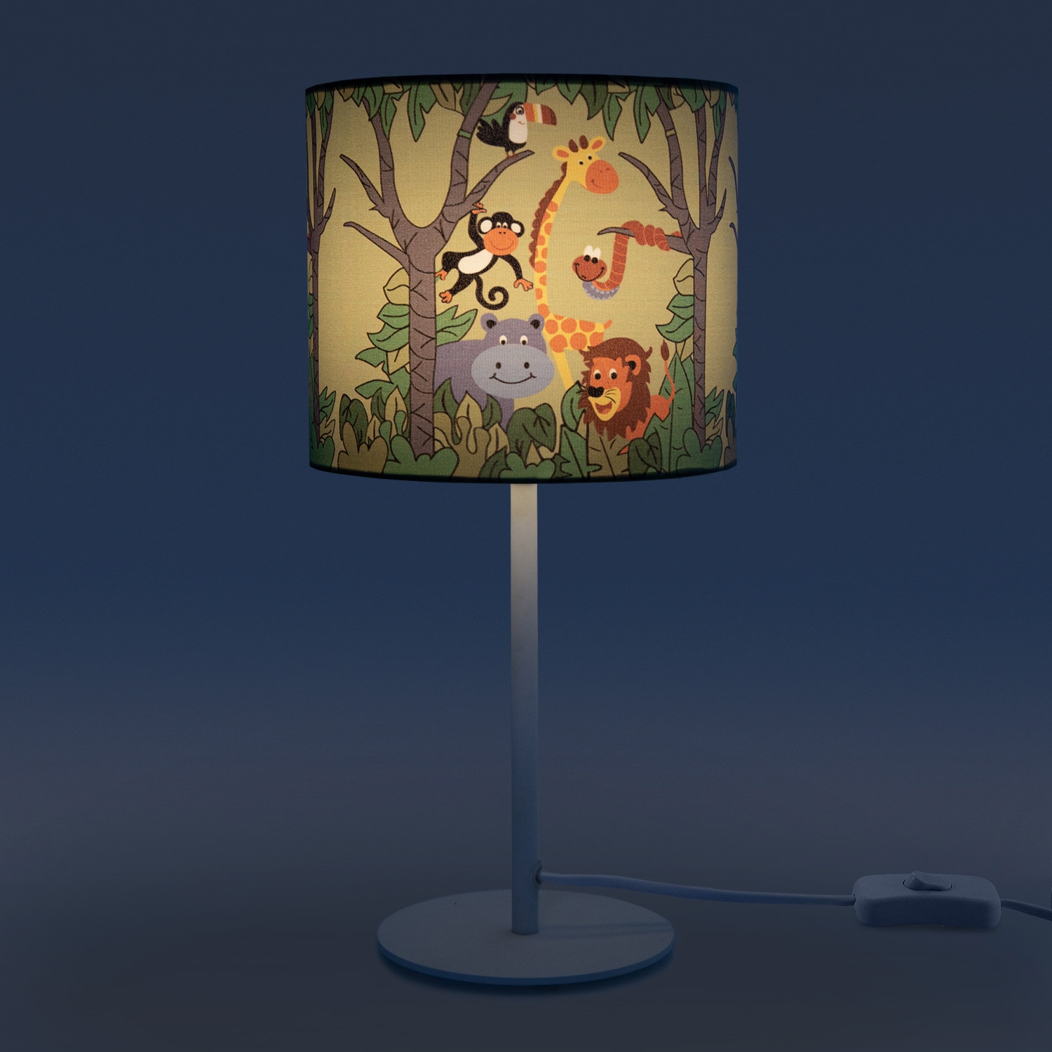 Paco Home Tischleuchte »Diamond 638«, 1 flammig-flammig, Kinderlampe LED  Kinderzimmer, Dschungel Tier-Motiv, Tischleuchte E14 | BAUR