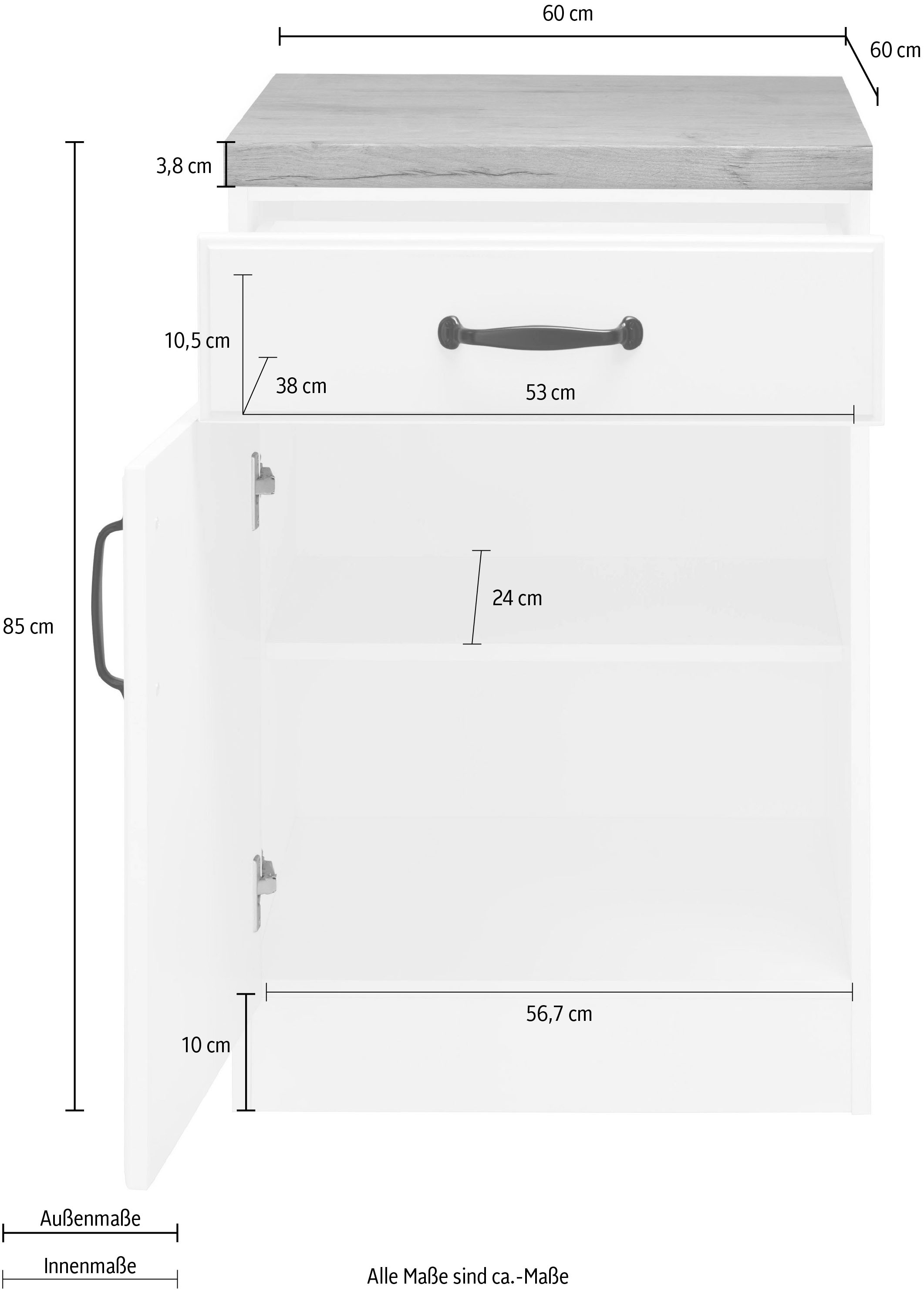 BAUR breit Kassettenfront wiho mit 60 cm | Unterschrank »Erla«, Küchen