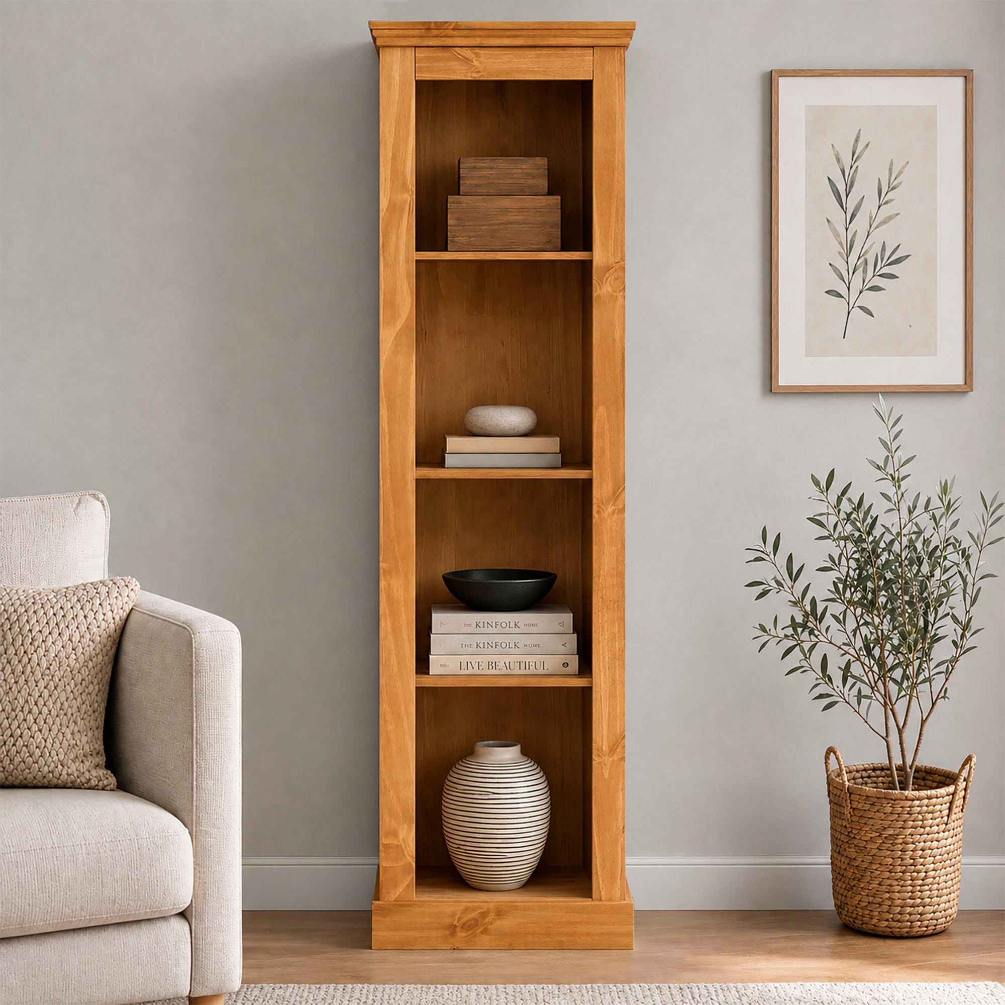 OTTO home Stauraumregal »Selma« 1 Stk. tlg. Kiefernholz, feste und verstellbare Böden, Breite 55 cm, Höhe 180 cm