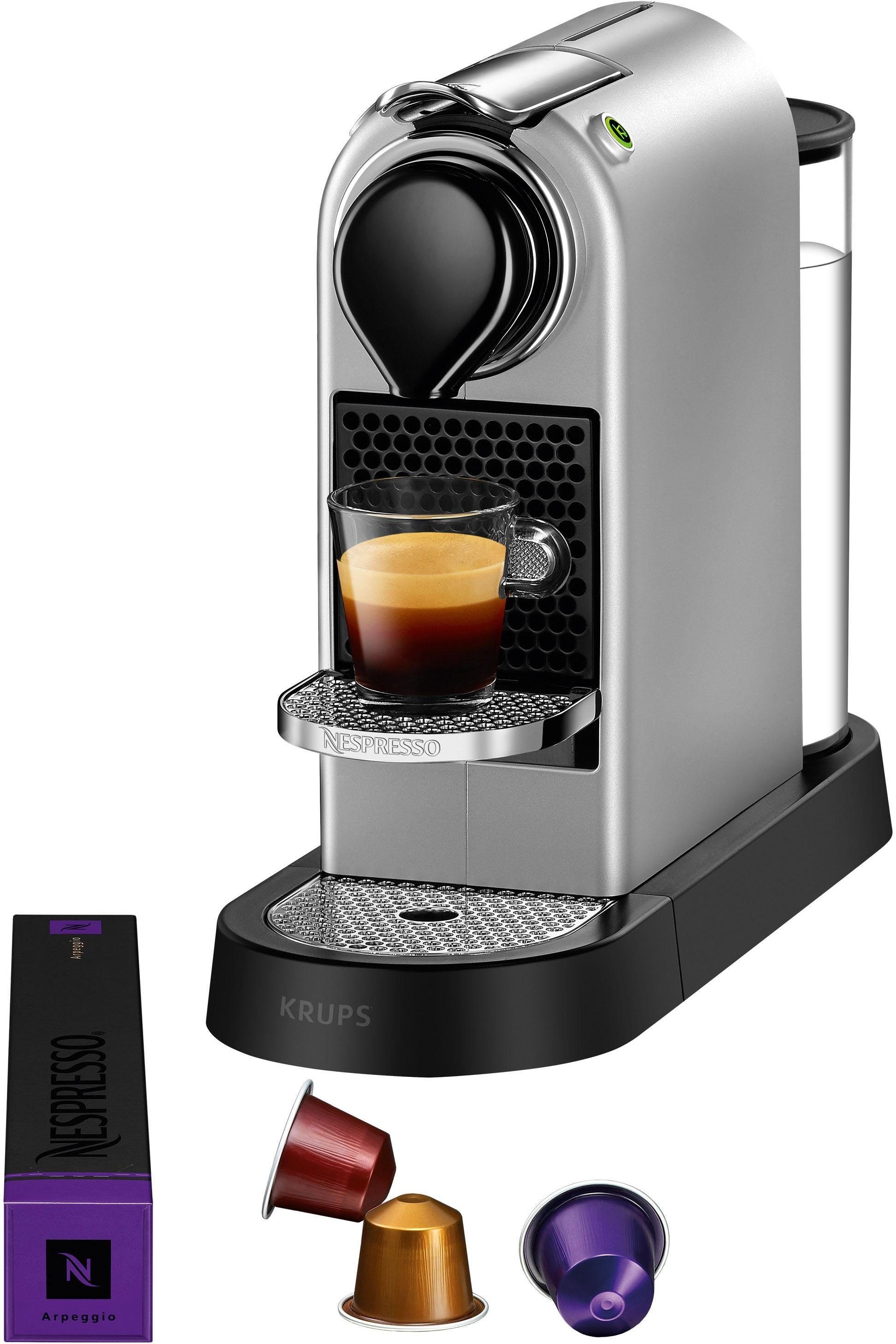 Nespresso Kapselmaschine "XN741B New CitiZ von Krups", Wassertankkapazität: 1 Liter, inkl. Willkommenspaket mit 7 Kapsel