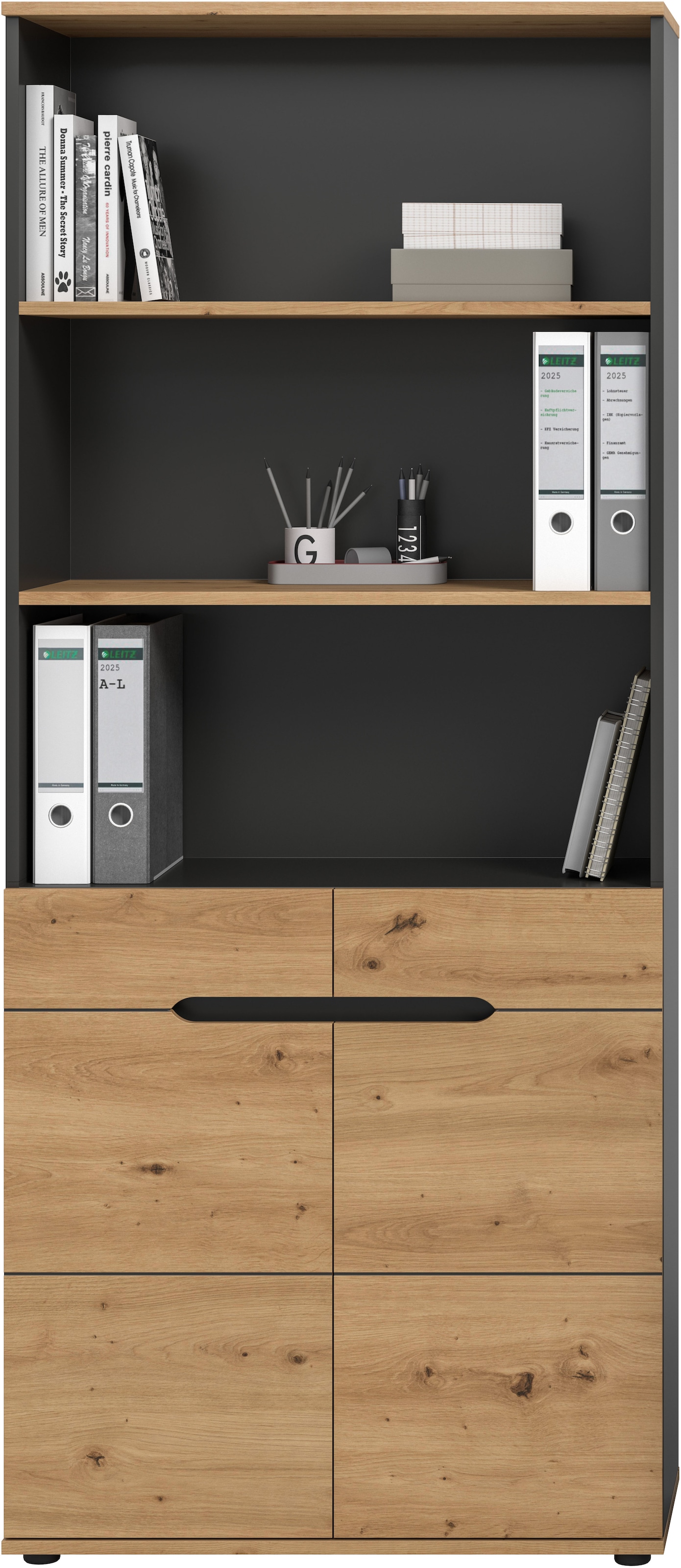 Home affaire Aktenschrank »REHAT, Büroschrank« bietet viel Stauraum für ca. 35 Aktenordner,  5 Fächer, 3 feste & 1 variabler Boden, Höhe: 190cm, Breite: 80cm