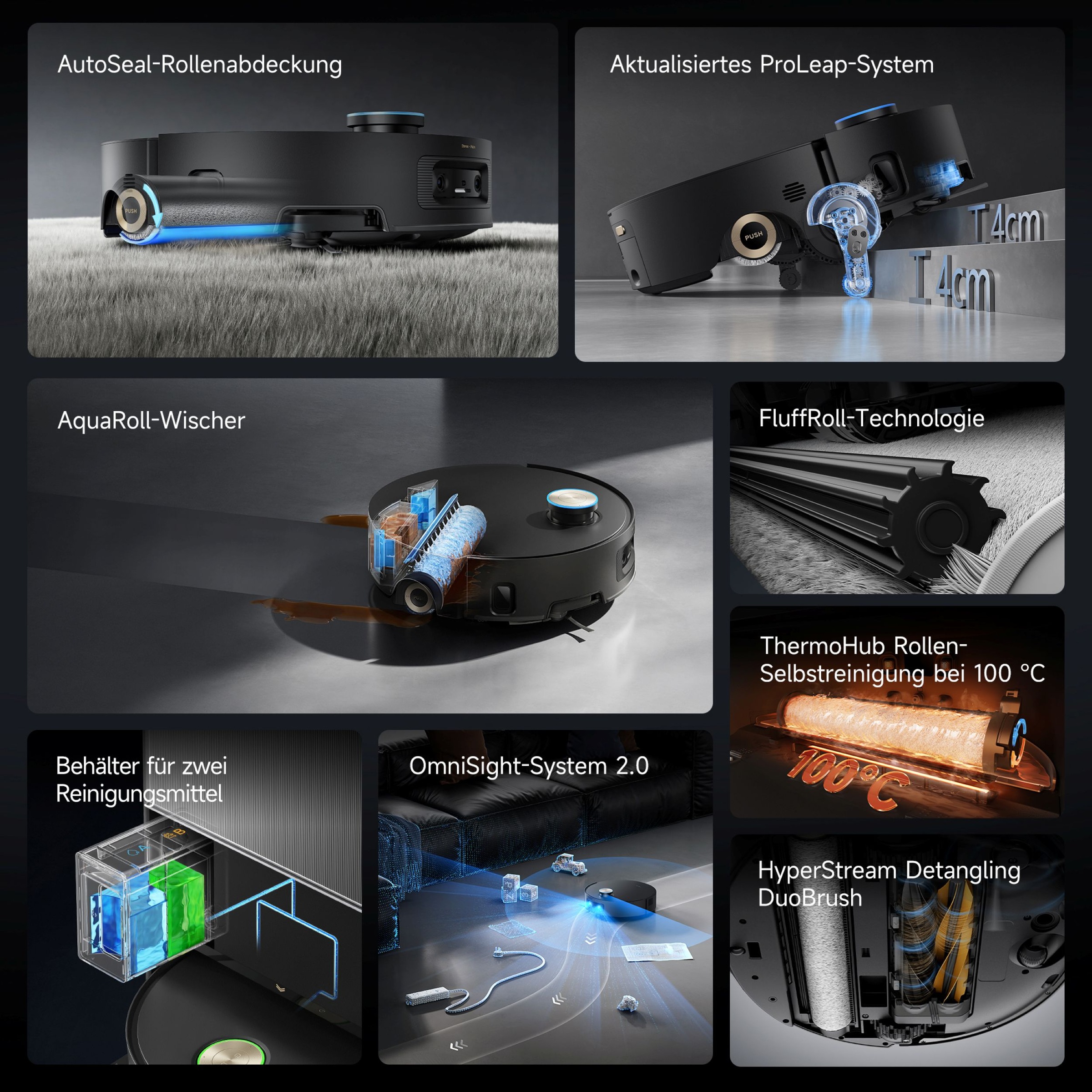 Dreame Saugroboter »mit Wischfunktion Aqua10 Ultra Roller Complete« Warmwasser-Wischsystem, Rollenmopp, überwindet Hindernisse, 30.000 Pa