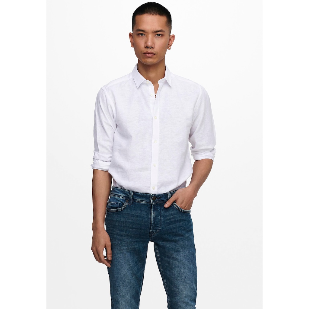 ONLY & SONS Langarmhemd »ONSCAIDEN LS SOLID LINEN SHIRT NOOS«