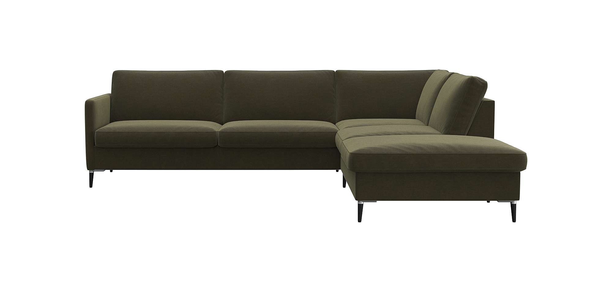 FLEXLUX Ecksofa "Fiore, super Sitzkomfort durch Kaltschaum im Sitz, L-Form" schmale Armlehnen, Füße Alu+schwarz