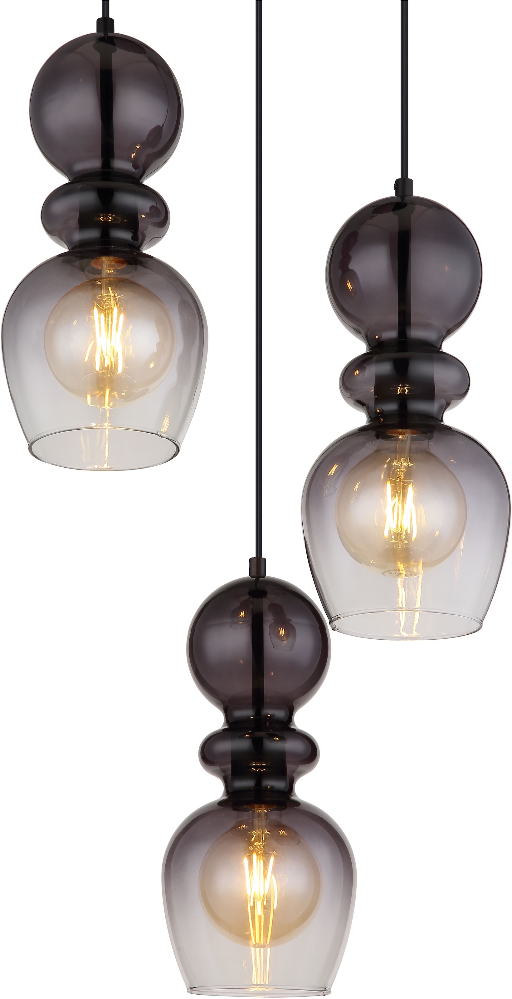 GLOBO LIGHTING Hängeleuchte »CLARITY«, Leuchtmittel E27 | ohne Leuchtmittel, Hängelampe / Schlafzimmer / Wohnbereich / schwarz / Glas