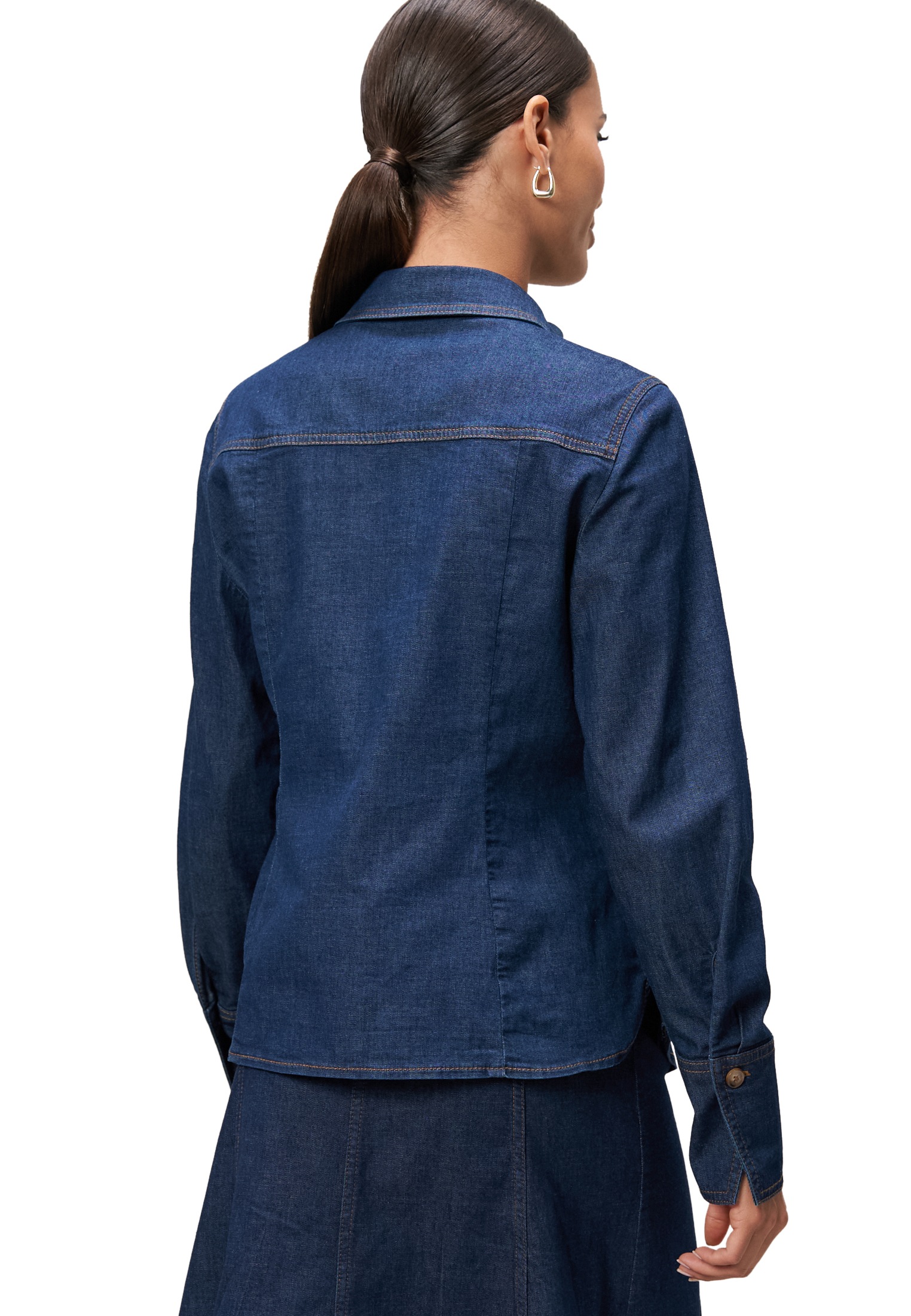 Zero Jeansbluse »zero Jeanshemd mit Knopfleiste«
