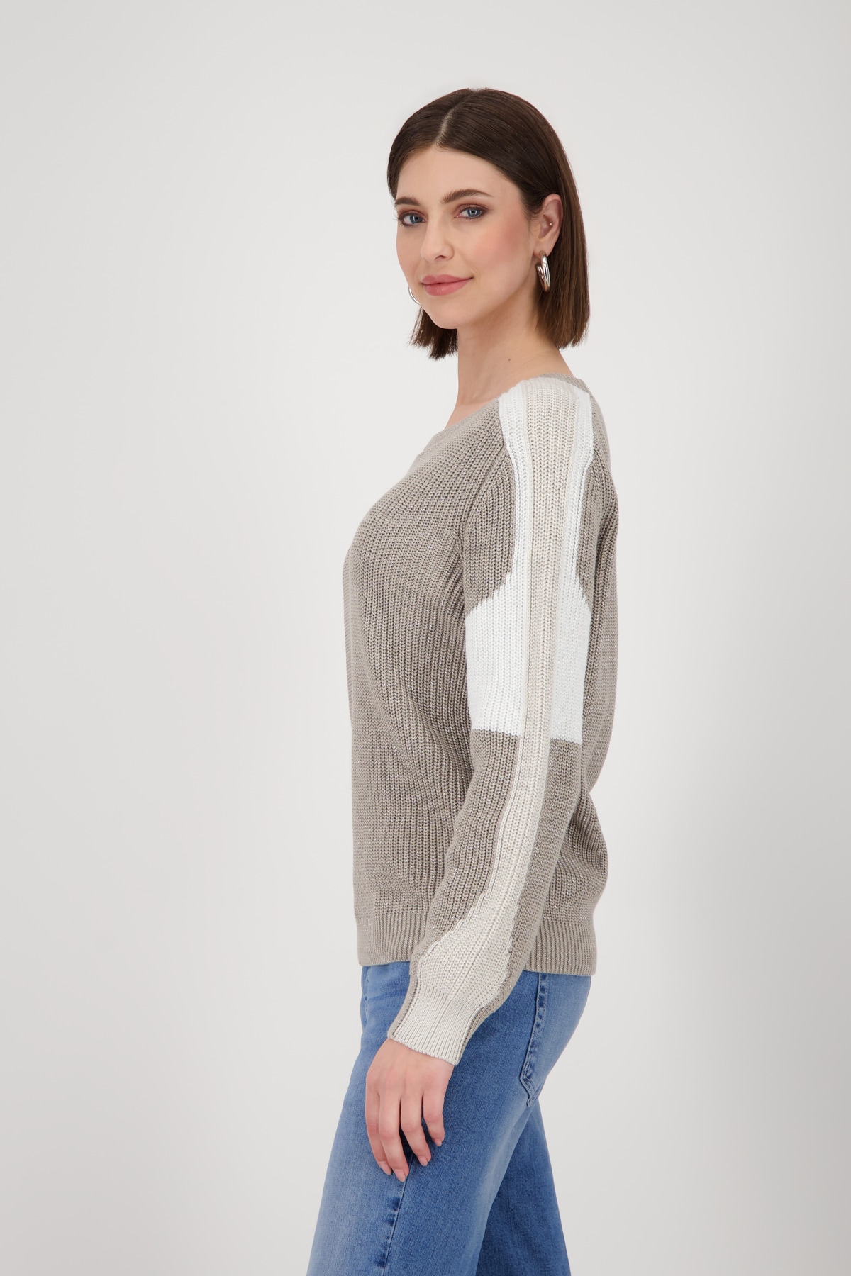 Monari Strickpullover »Pullover Colorblock Perlfang«, Mit Rundhalsausschnitt