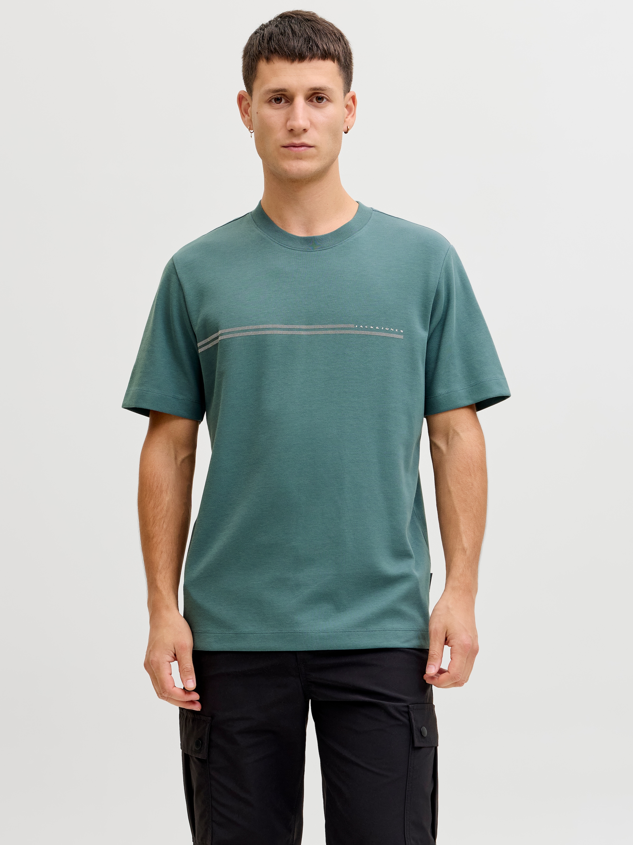 Jack & Jones Kurzarmshirt "JCOFUSION CHEST BRAND TEE SS CREW SN" Materialmi günstig online kaufen