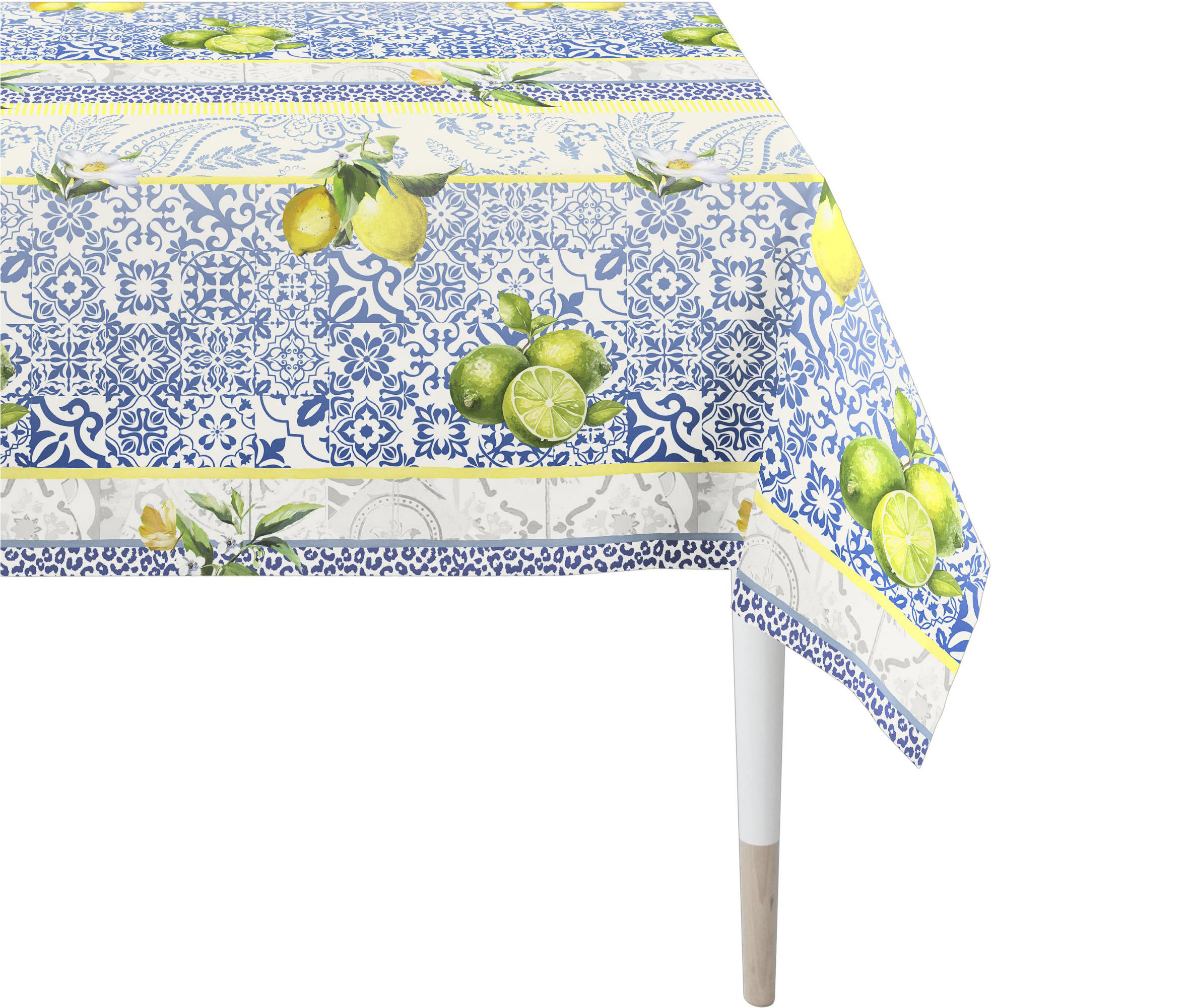 APELT Tischdecke "7005" Paisley-Motive und Kachelmotive mit Citrusfrüchten