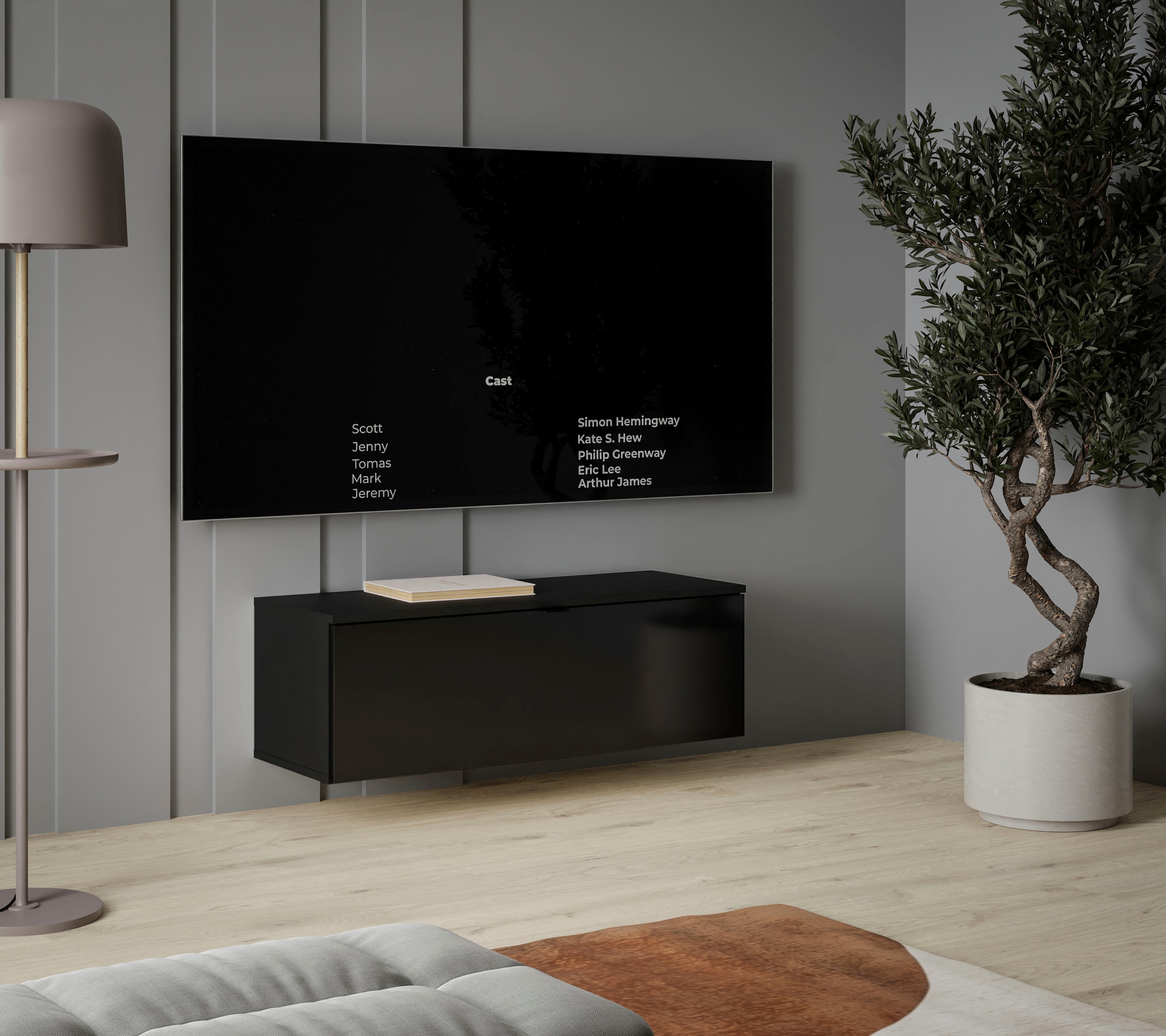 FORTE Lowboard »LibertadTV-Board, TV-Schrank«, TV Board, erweiterbar, Wandmontage, Metallgriff