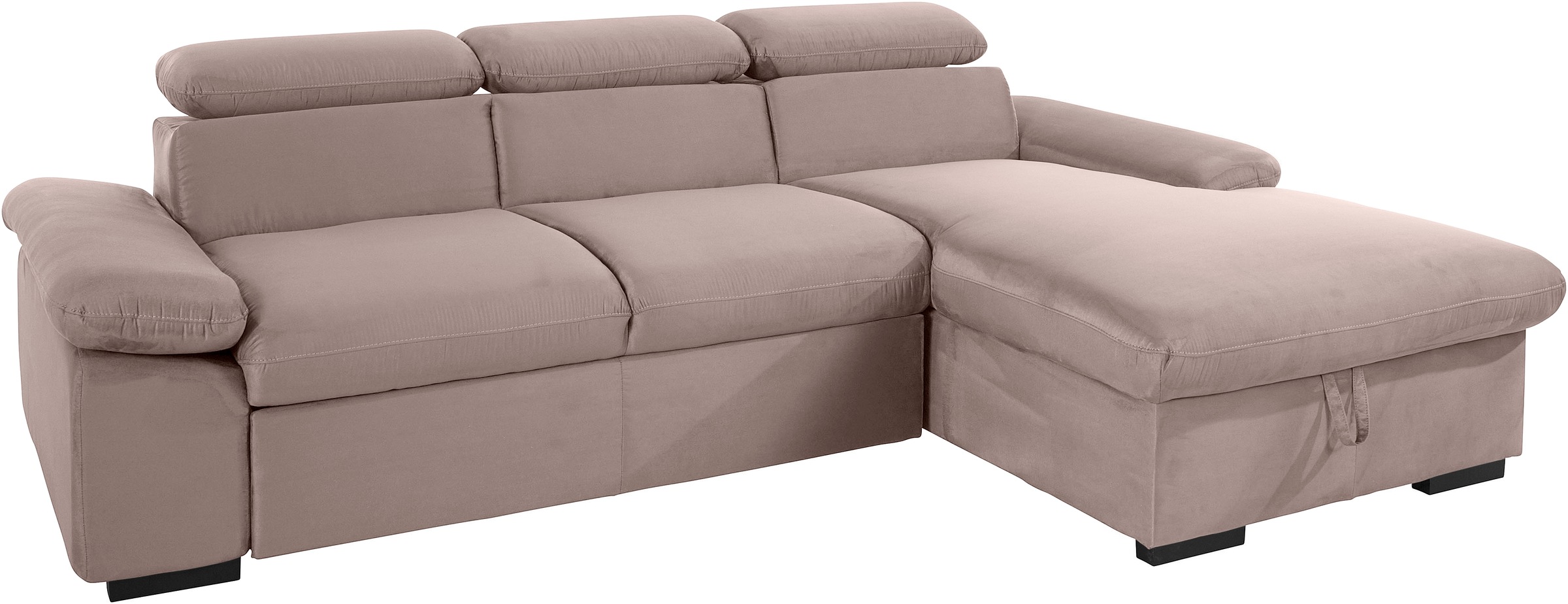 COTTA Ecksofa »Lola L-Form mit Kopfteilfunktion & Hocker«, (Set, mit Hocker), wahlweise mit Bettfunktion, Bettkasten & Armteilverstellung