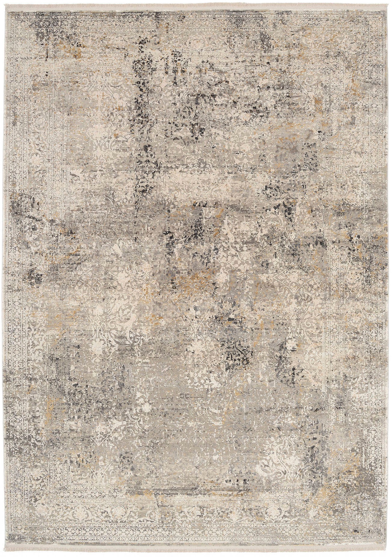 Teppich OCI DIE TEPPICHMARKE "BESTELLER CAVA", grau, B:160cm H:8mm L:230cm, Viskose, Teppiche, Teppich, Glanz Viskose, mit Fransen, Hoch Tief Struktur, Vintage, Wohnzimmer 2