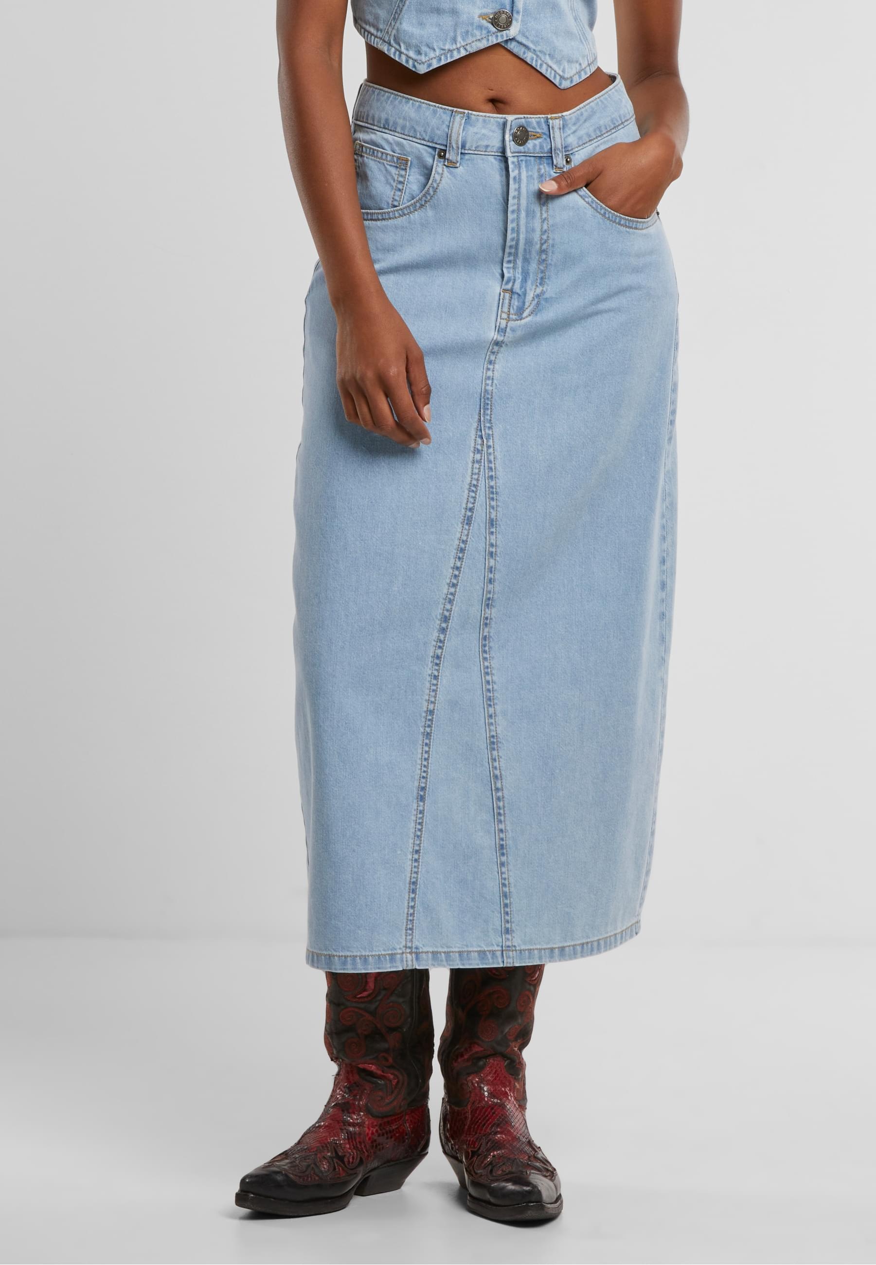 URBAN CLASSICS Sommerrock »Urban Classics Ladies Soft Denim Midi Skirt«, (1 tlg.)