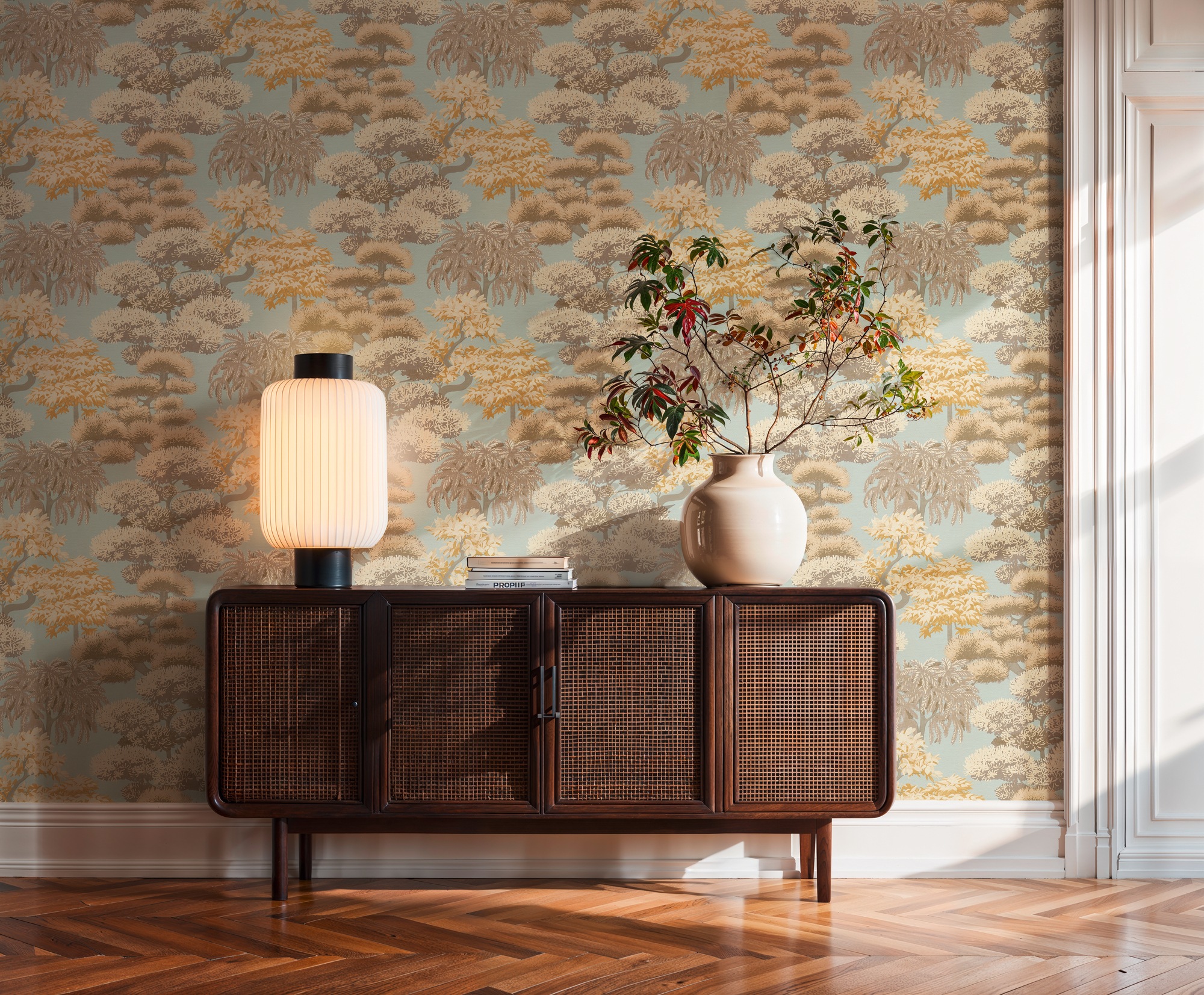 A.S. Création Vliestapete "Cuba II Tropical Garden Trees" Retro floral tropisch leicht strukturiert Stilisiertes Naturmotiv mit dekorativen Bäumen und Tiefe