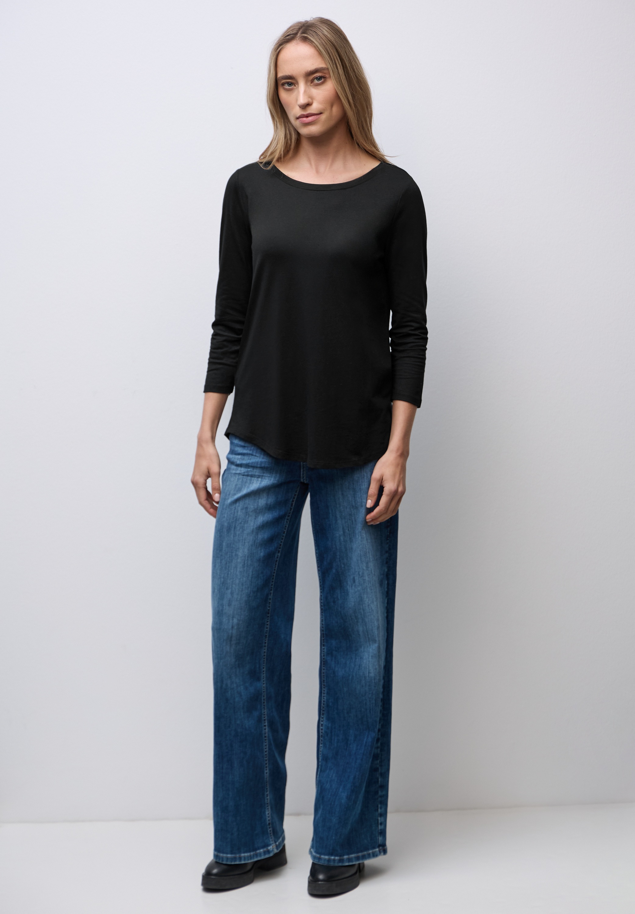 STREET ONE Langarmshirt in Unifarbe