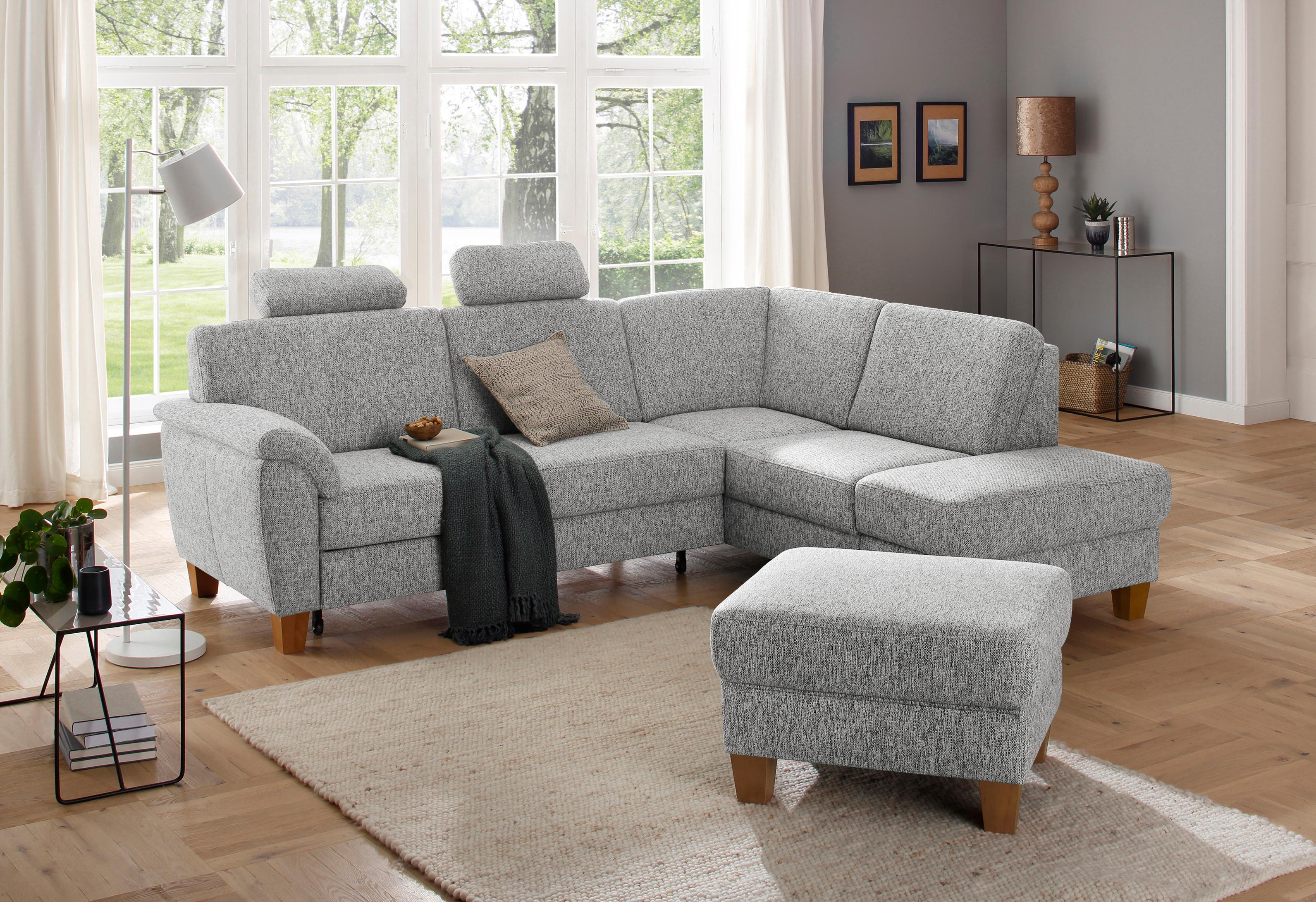 OTTO home Ecksofa "Alta L-Form" mit Federkern und Kontrastnaht, Füße Buche eichefarben