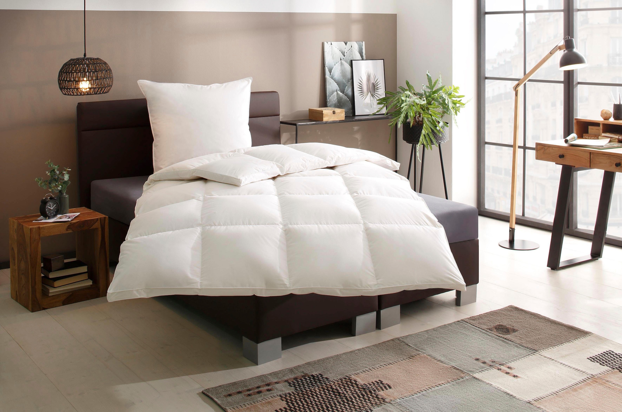 OTTO home Daunenbettdecke + 3-Kammer-Kopfkissen "Lasse, Bettdecke 135x200 cm, 155x220 cm, Made in Green" 2-tlg., Set mit Kissen 40X80 cm, 80x80 cm, allergikerfreundlich