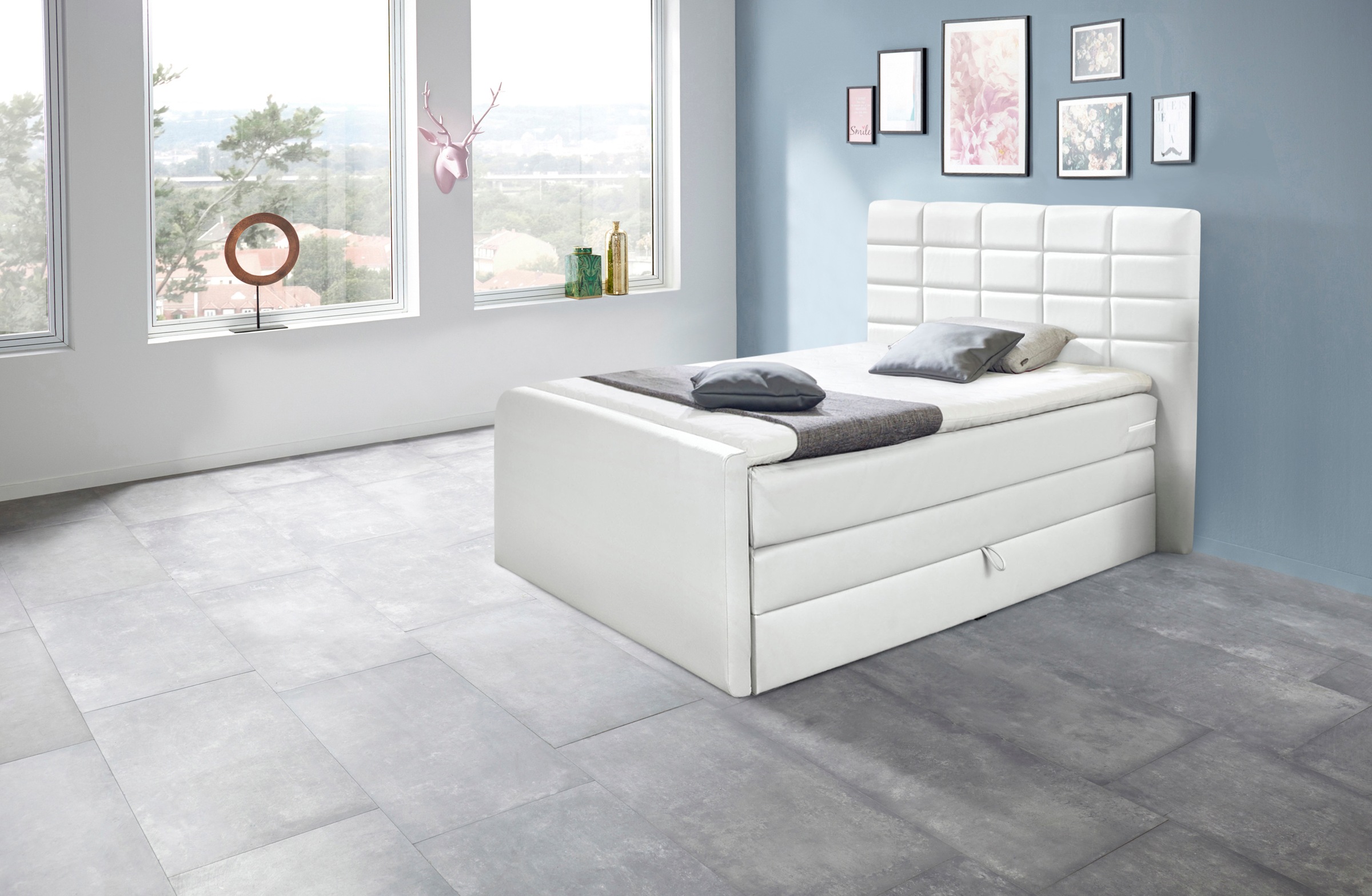 INOSIGN Boxspringbett »Lethbridge«, inkl. Bettkasten und Topper, zwei Matratzenarten in H2
