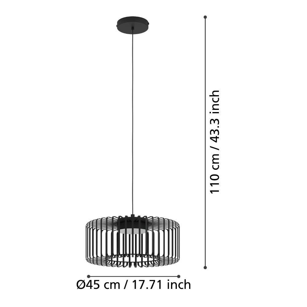 EGLO Hängeleuchte »GINESTRONE-Z Hängelampe schwarz, ZigBee 3.0, Timer, Pendelleuchte«, 1 flammig, Leuchtmittel LED-Modul | LED fest integriert, App / Sprachsteuerung Alexa, ‎110x45x45cm, exkl. Fernbedienung