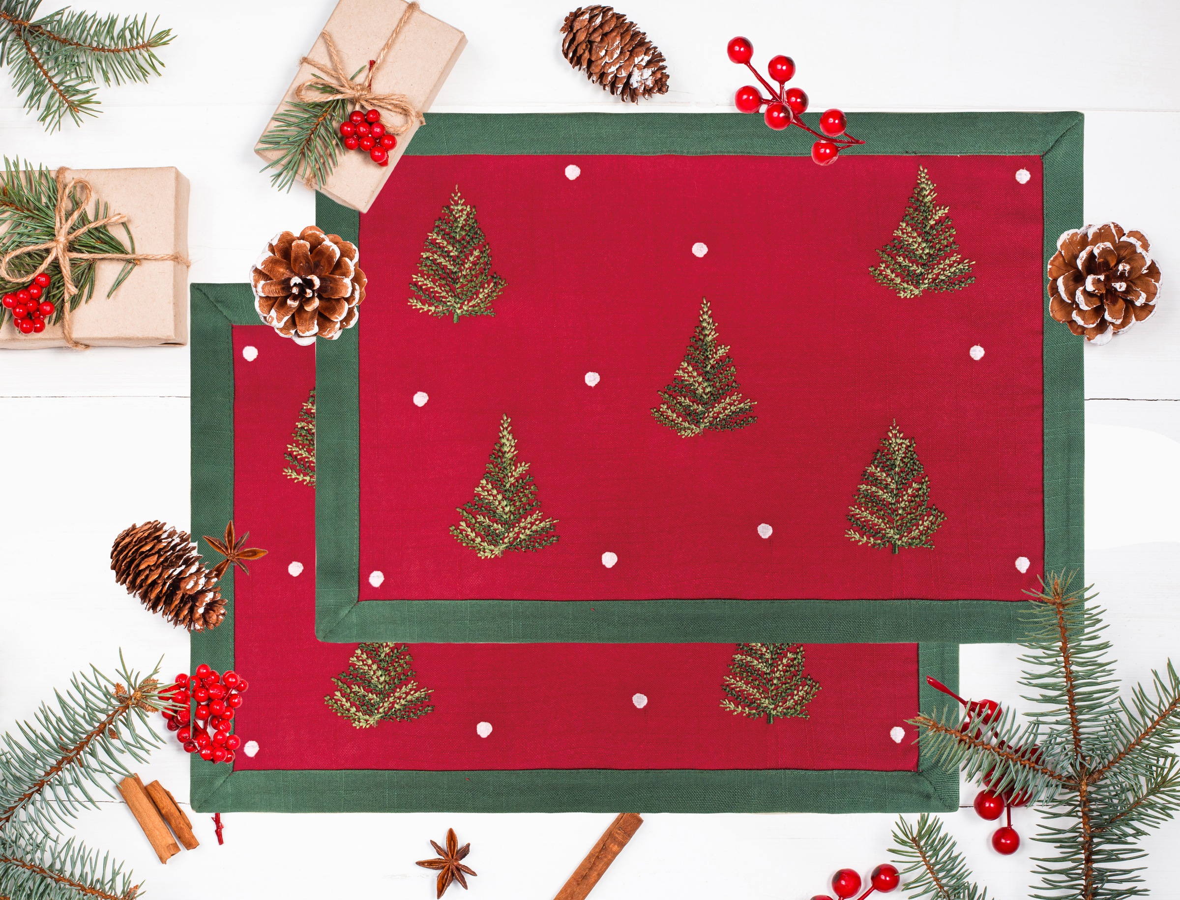 my home Platzset "Josselin" Weihnachtlich, festlich, 2er Set, Wohnzimmer, E günstig online kaufen