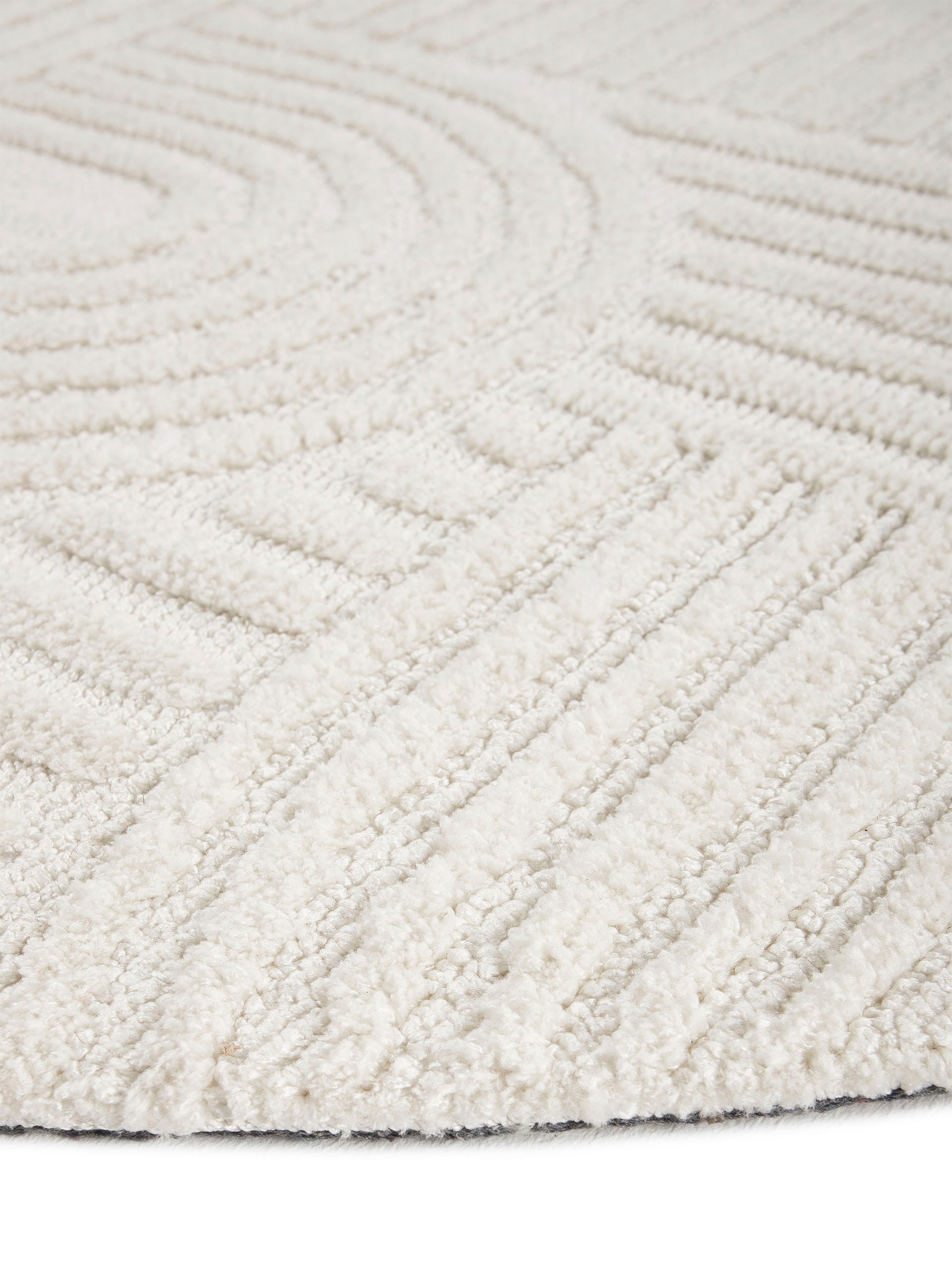 carpetfine Teppich »Holly 4 - Soft Touch Microfaser Teppich«, rund, 12 mm Höhe, Boho Scandi, weiche dichte getuftete Hoch-Tief-Struktur, Wohnzimmer