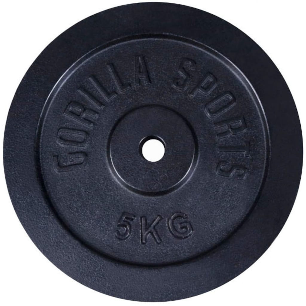 GORILLA SPORTS Hantelscheiben »Gusseisen - 2x5 - 2x10 kg Schwarz«, (Set, 4 tlg.)