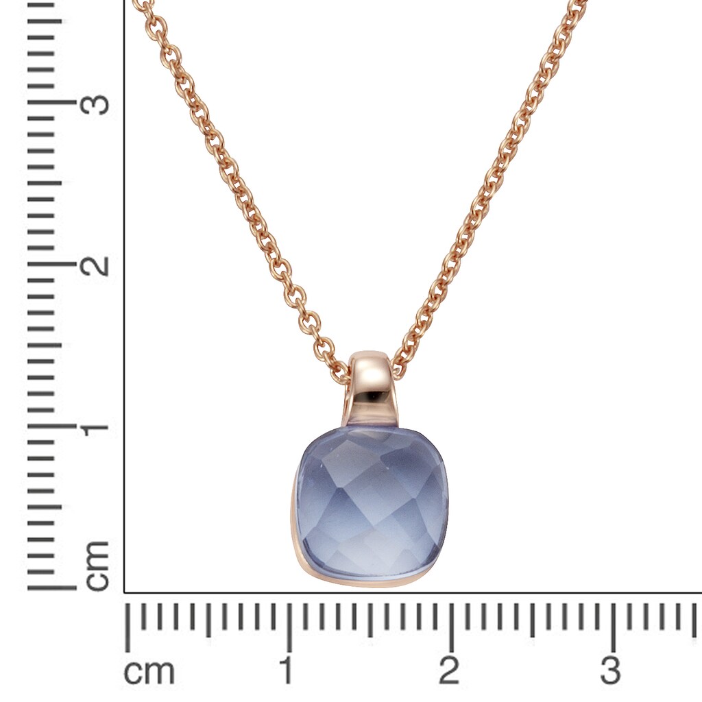 Jamelli Kette mit Anhänger »925 Silber rosé vergoldet Quarz blau (beh.)«