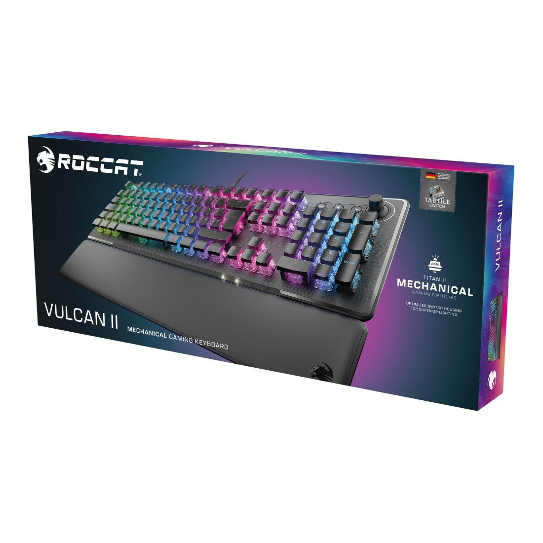 ROCCAT Gaming-Tastatur »Vulcan II, taktiler brauner Schalter«, (Handgelenkauflage-Multimedia-Tasten)