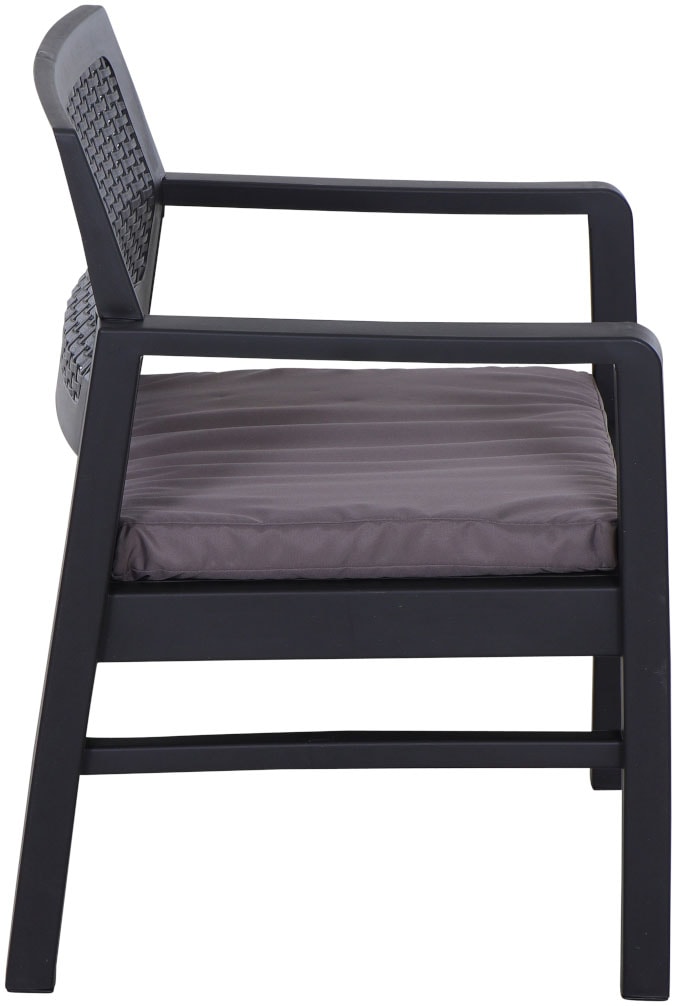 Progarden Balkonset »Kraka« Set, 3 tlg. anthrazit, inkl. Kissen, Outdoor Kunststoff-Lounge-Set