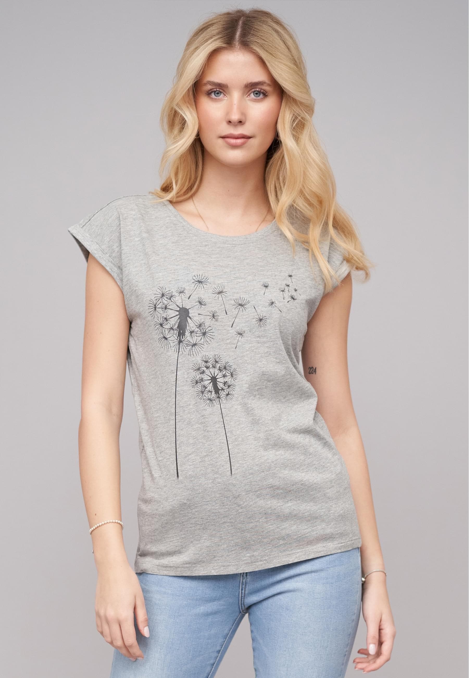 CLOUD 5IVE T-Shirt »CLOUD 5IVE Ladies 77 Pusteblume Grey Tee«, (1 tlg.)